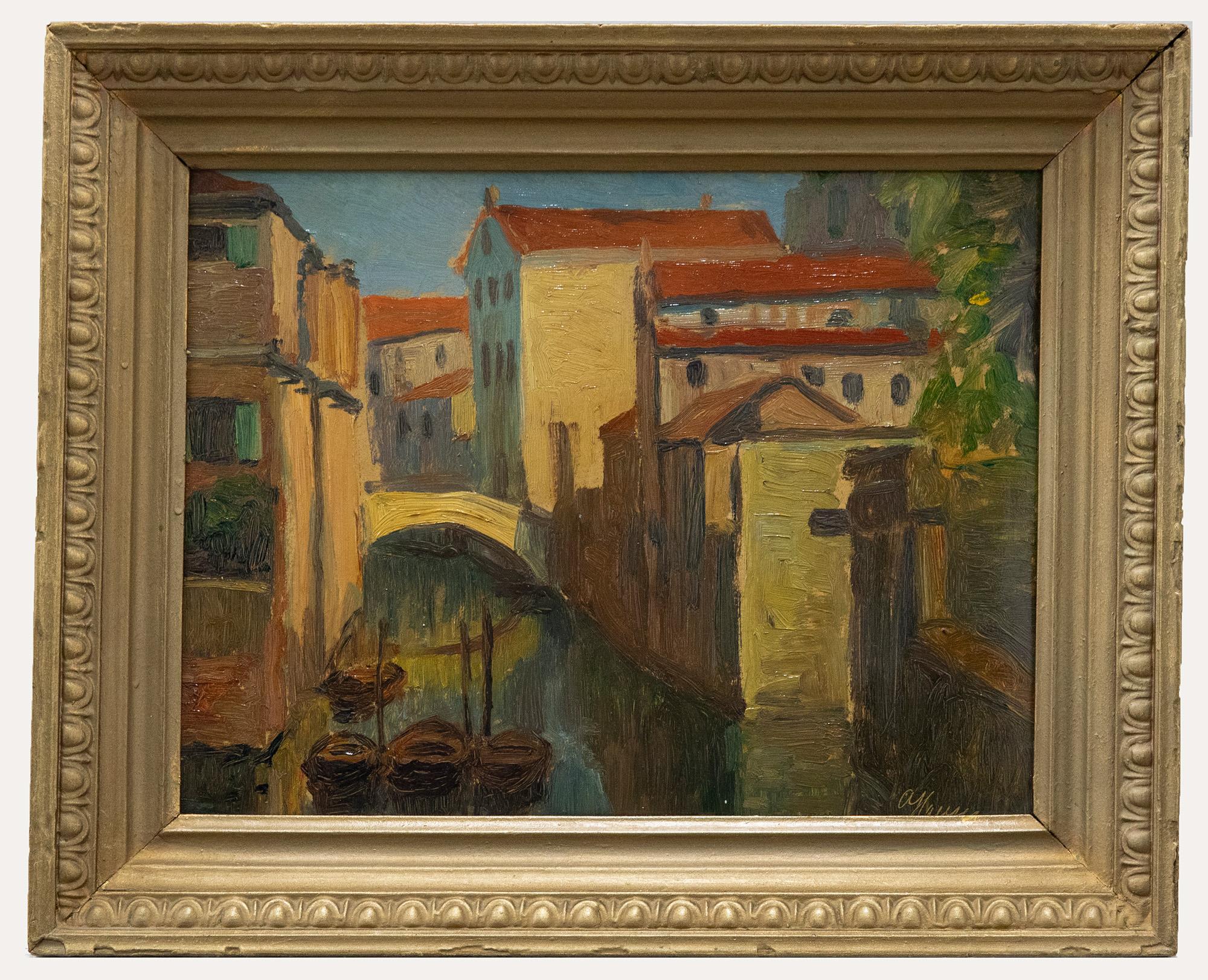 Unknown Landscape Painting – Axel Hansen (1896-1936) – Dänische Schule, Öl, Venedig im Afternoonlicht, Ölgemälde