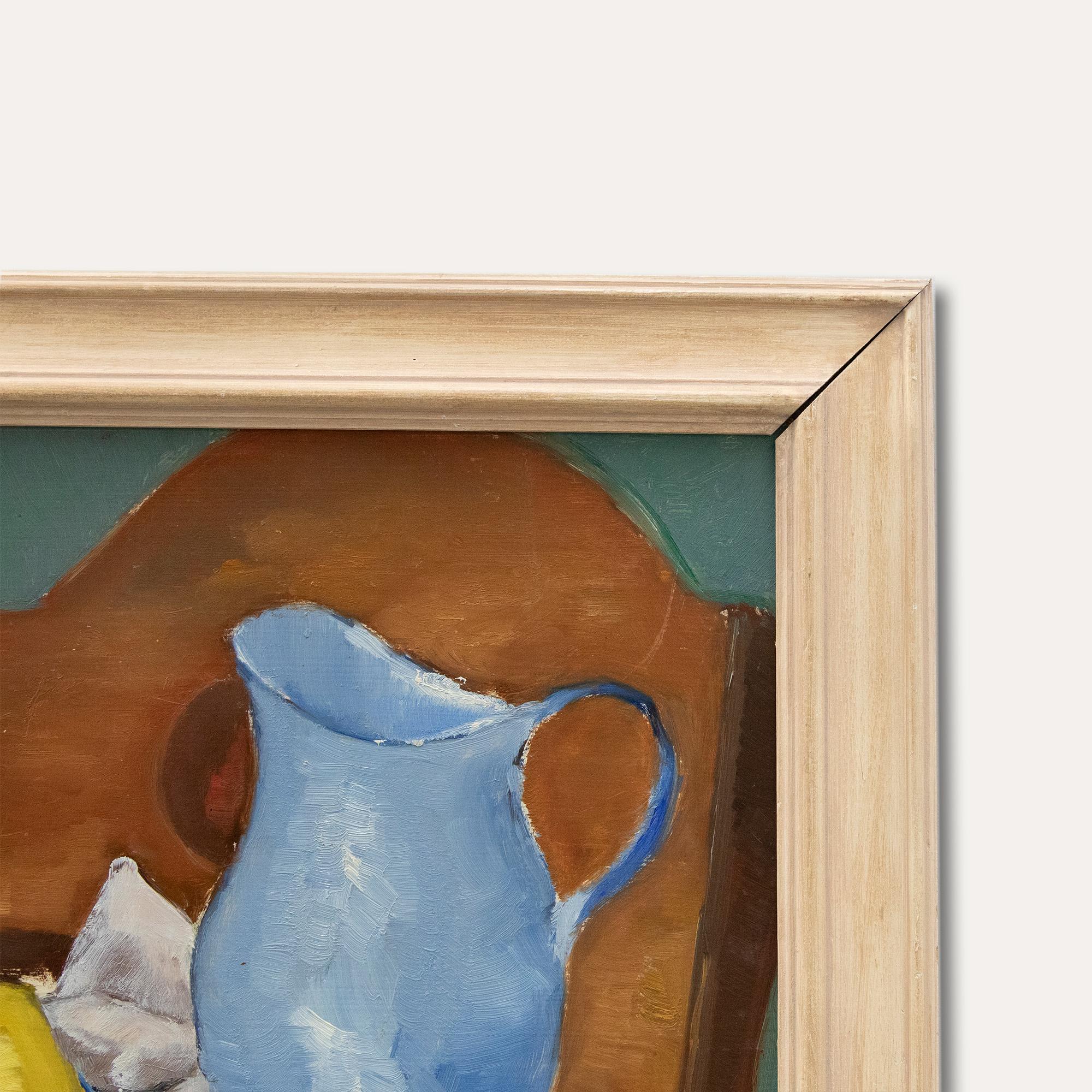 Axel Nilsson (1889-1980) - Framed Mid 20th Century Oil, Still Life with Blue Jug - Beige Still-Life Painting by Unknown