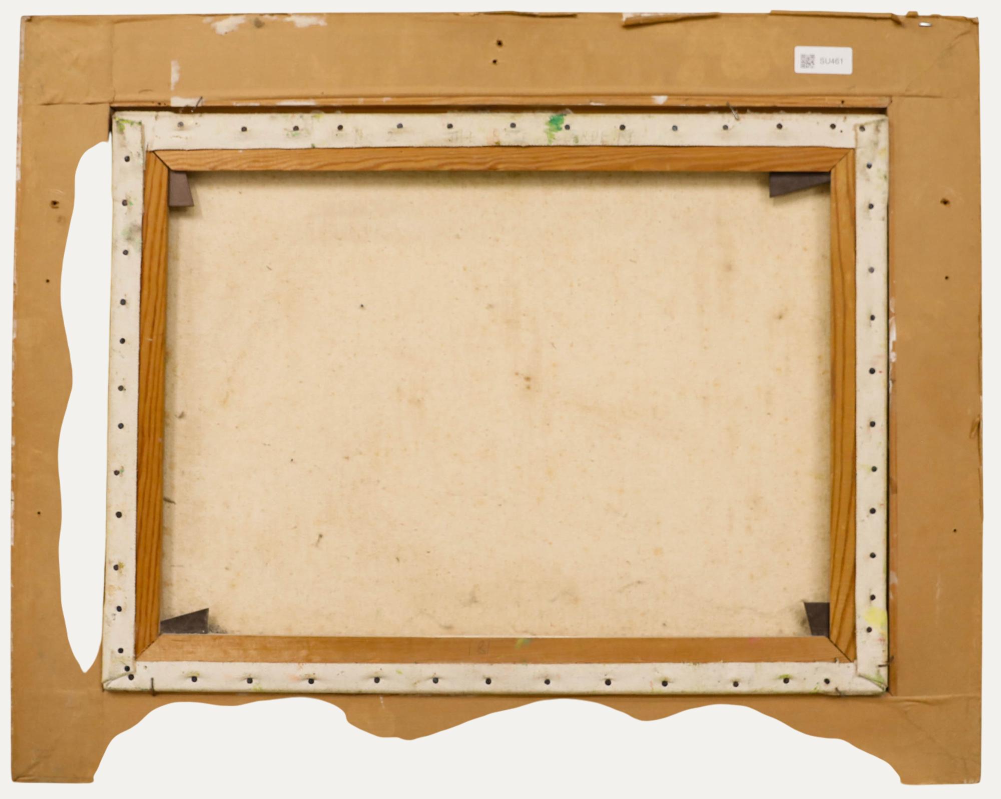 Aziza Janssens - Gerahmtes Öl aus der Mitte des 20. Jahrhunderts, The Rose Beds (Braun), Landscape Painting, von Unknown