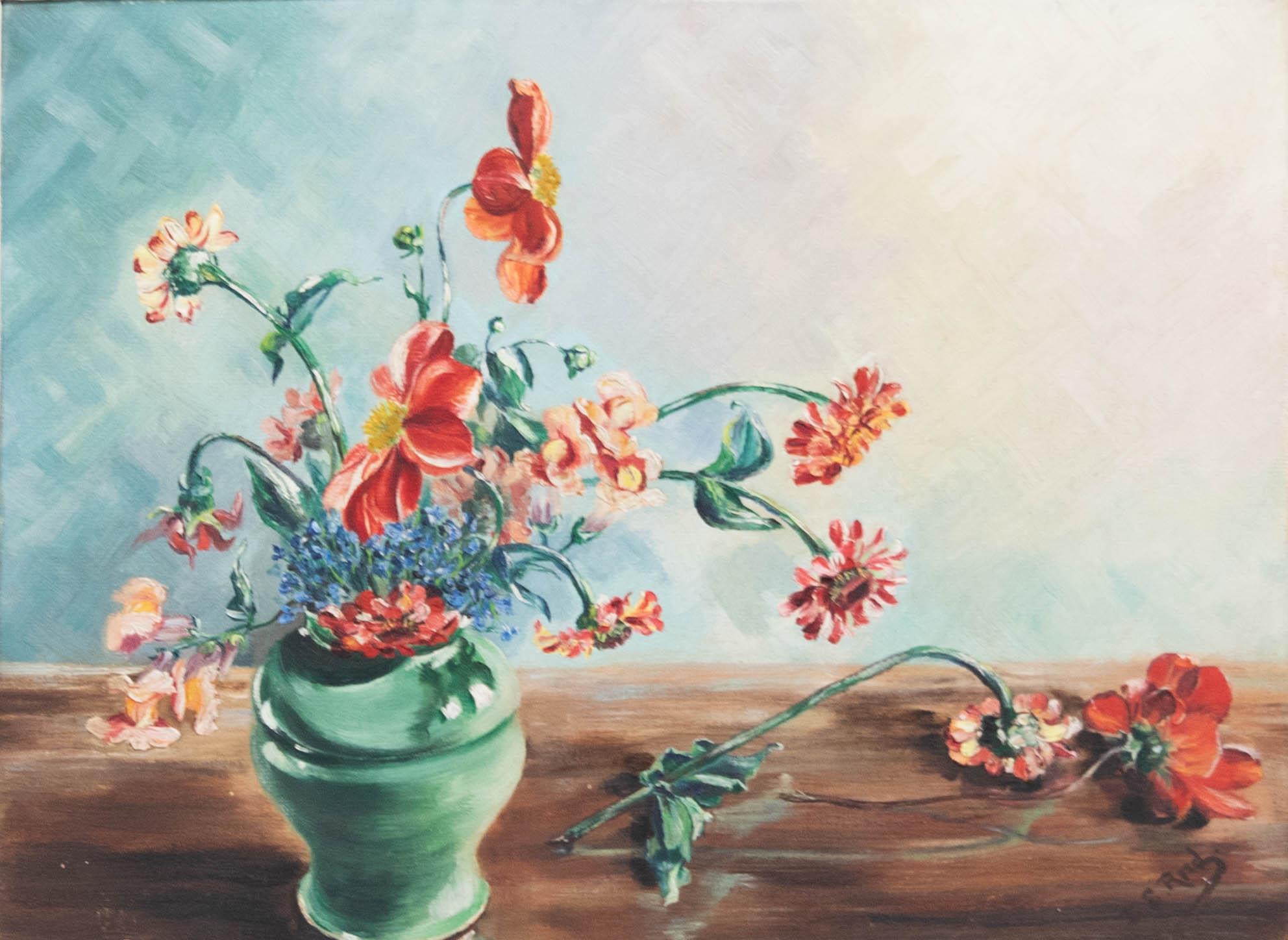 B. E. Reed, huile du milieu du 20e siècle encadrée « A Few Garden Flowers » - Painting de Unknown