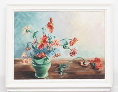 B. E. Reed, huile du milieu du 20e siècle encadrée « A Few Garden Flowers »