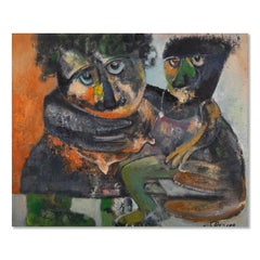 Ba, Te'er Post-Impressionist Original Oil On Canvas "Mother And Son"