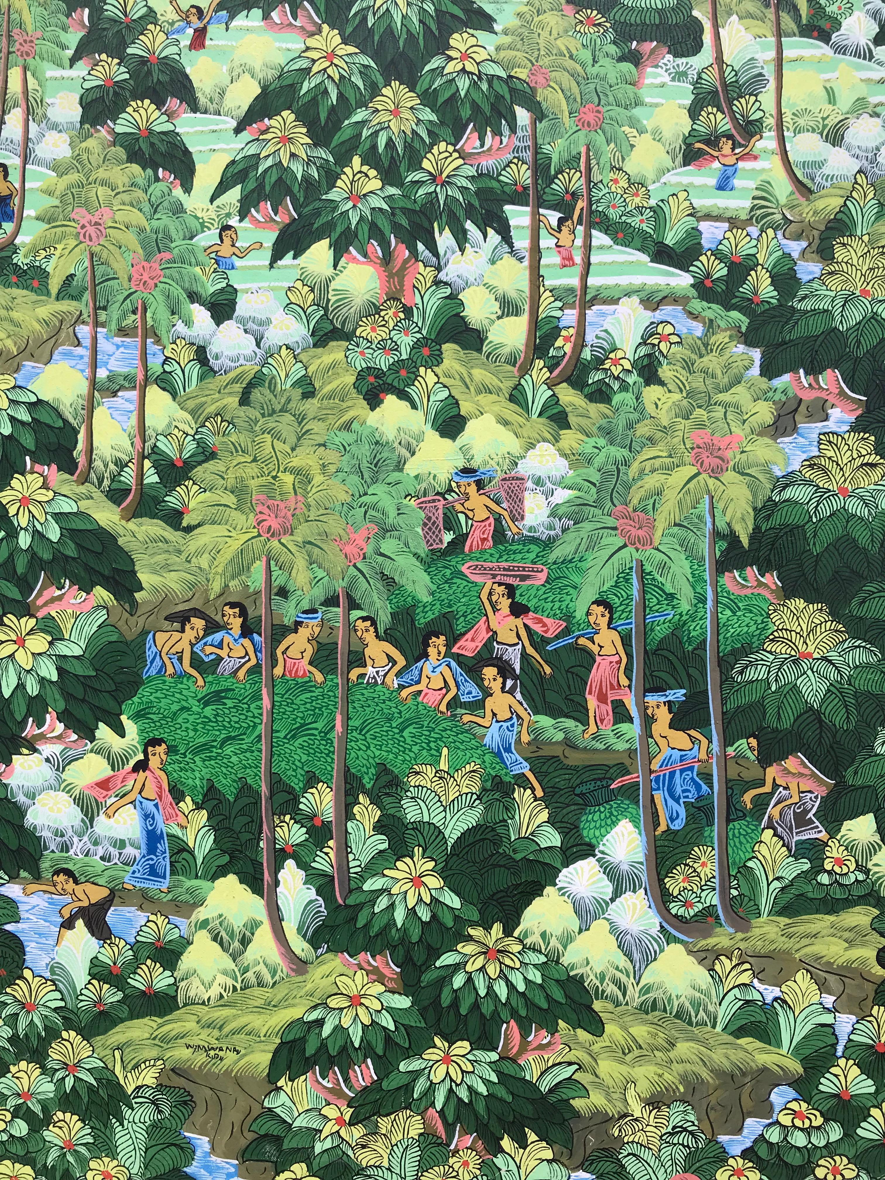 “Balinese Figural Landscape 1” - Contemporary Painting by Unknown