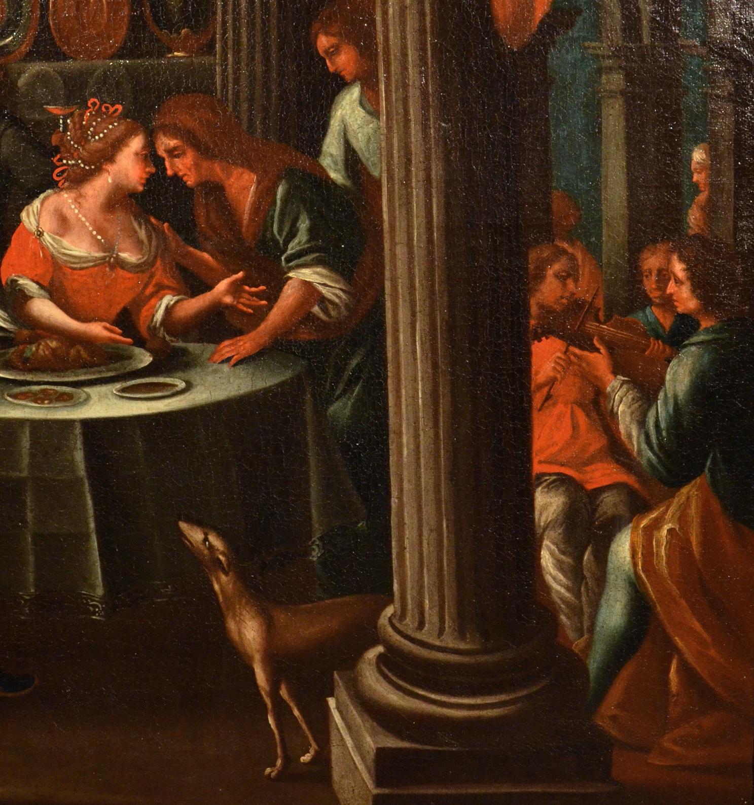 Bankett Flemish Italienische Malerei Öl auf Leinwand Altmeister 17. Jahrhundert Veronese Kunst im Angebot 7