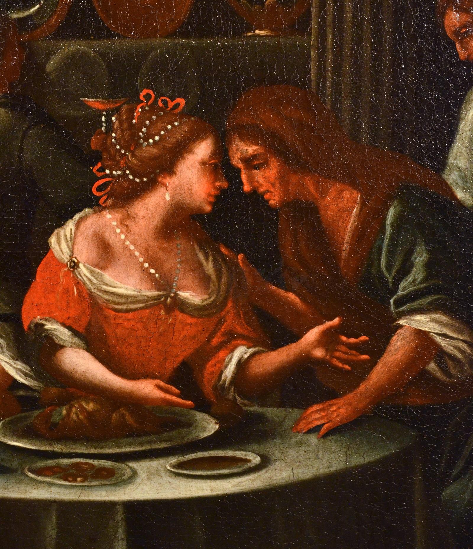 Banquet Flemish Italian Paint Oil on canvas Old master 17th Century Veronese Art en vente 10