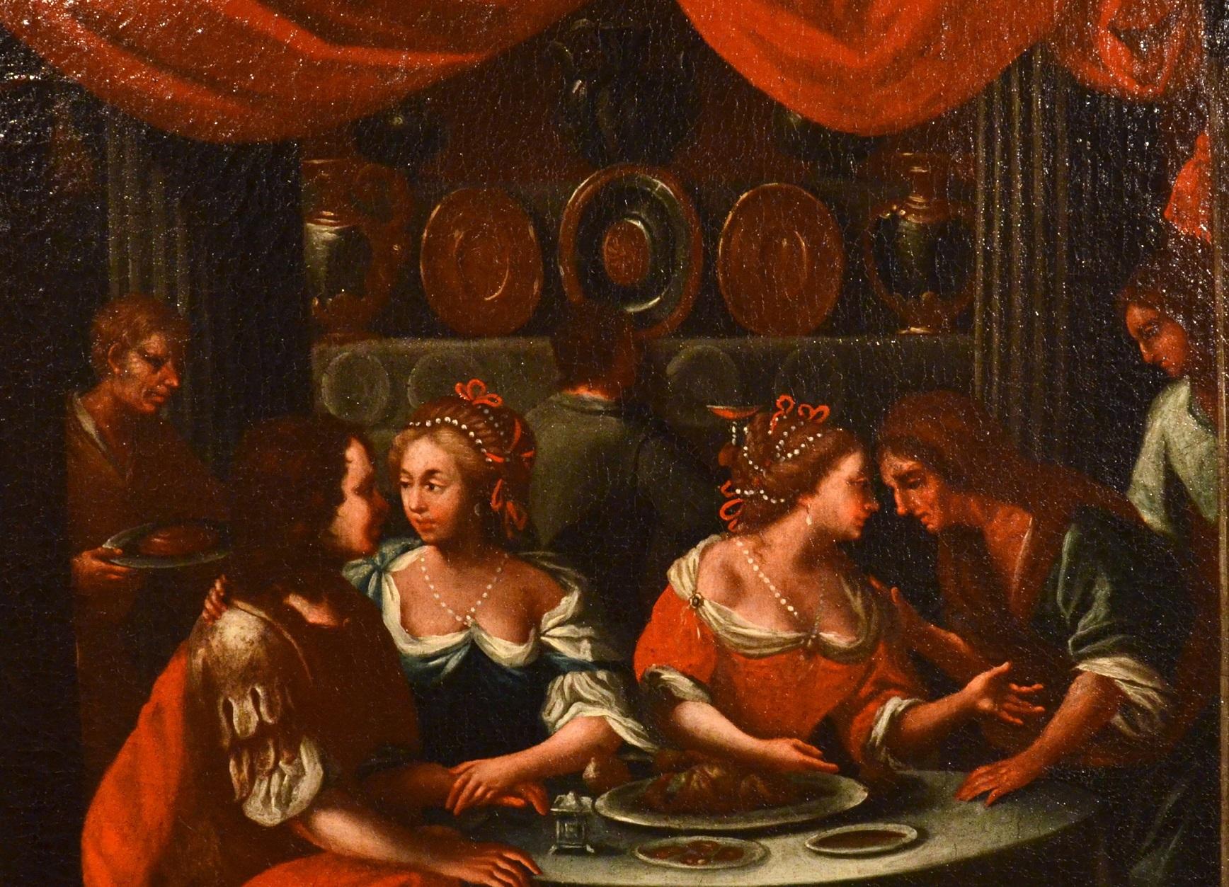 Banquet Flemish Italian Paint Oil on canvas Old master 17th Century Veronese Art en vente 4