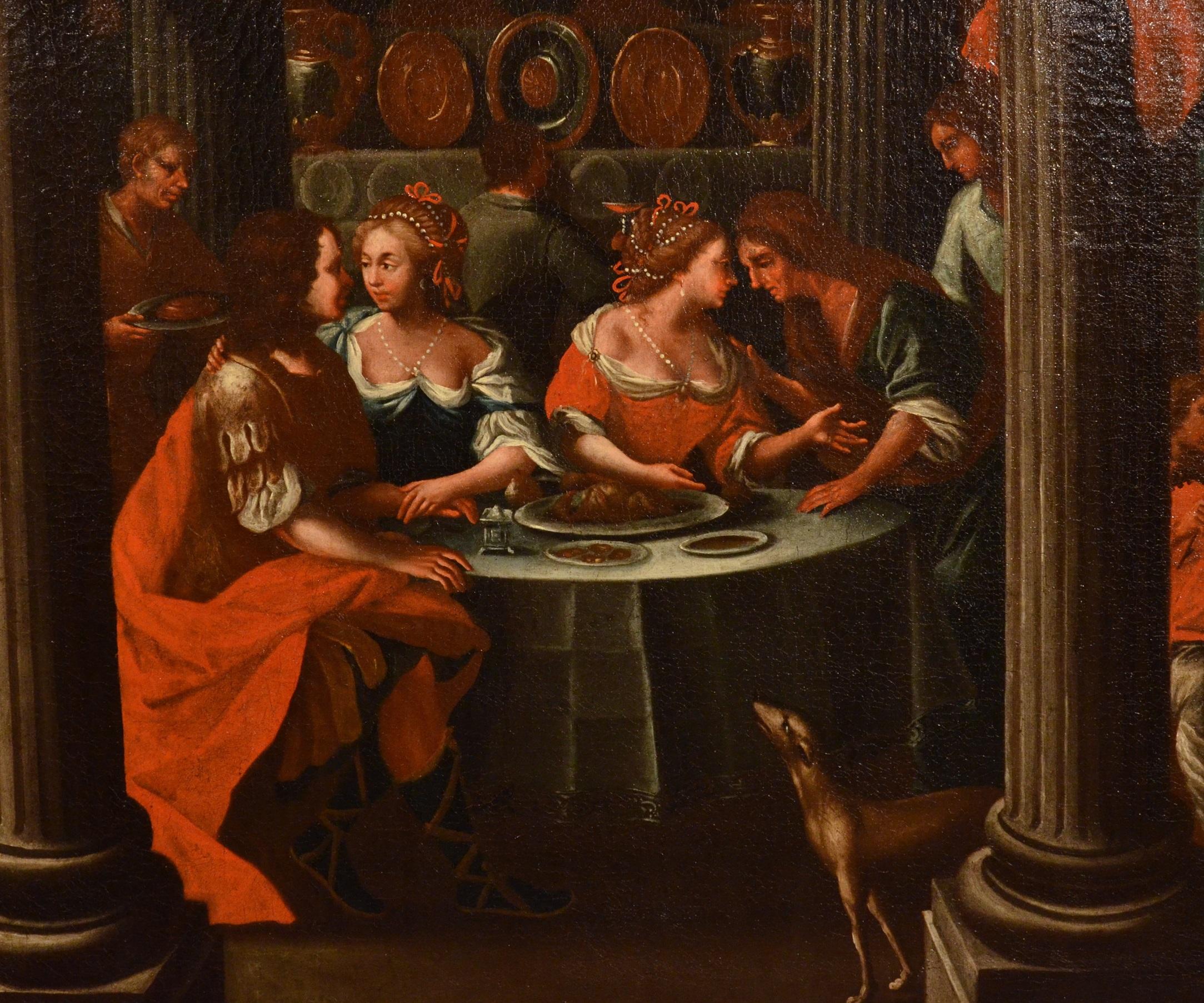 Banquet Flemish Italian Paint Oil on canvas Old master 17th Century Veronese Art en vente 5