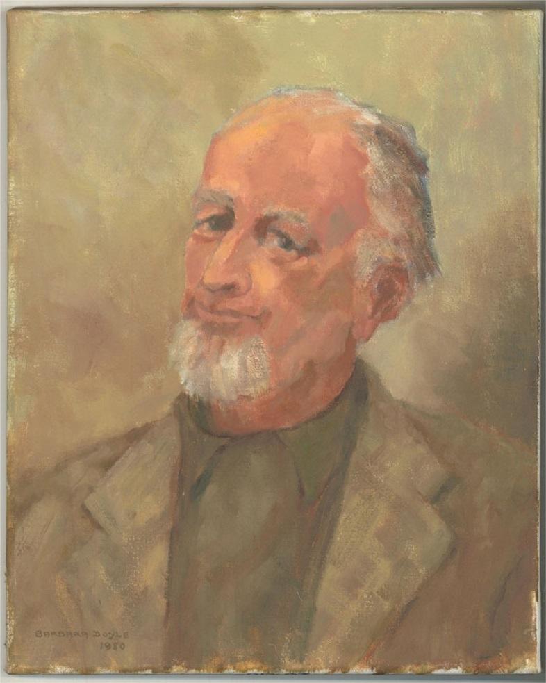 Barbara Doyle (b.1917) - 1980 Oil, Gentleman in Green - Brown Portrait Painting by Unknown