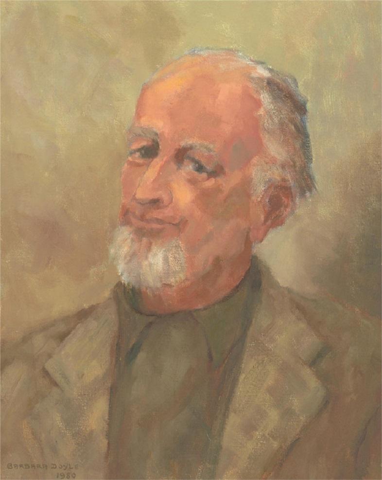 Unknown Portrait Painting - Barbara Doyle (b.1917) - 1980 Oil, Gentleman in Green