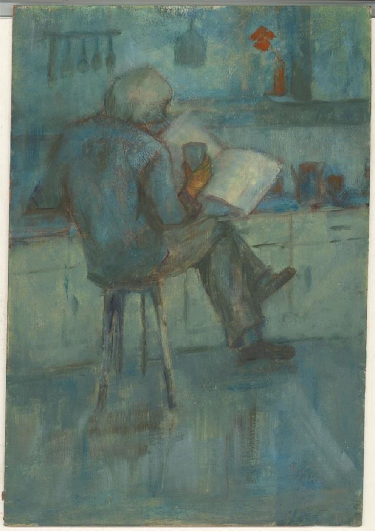 Barbara Doyle (b.1917) - 20th Century Oil, Gentleman Reading - Painting by Unknown