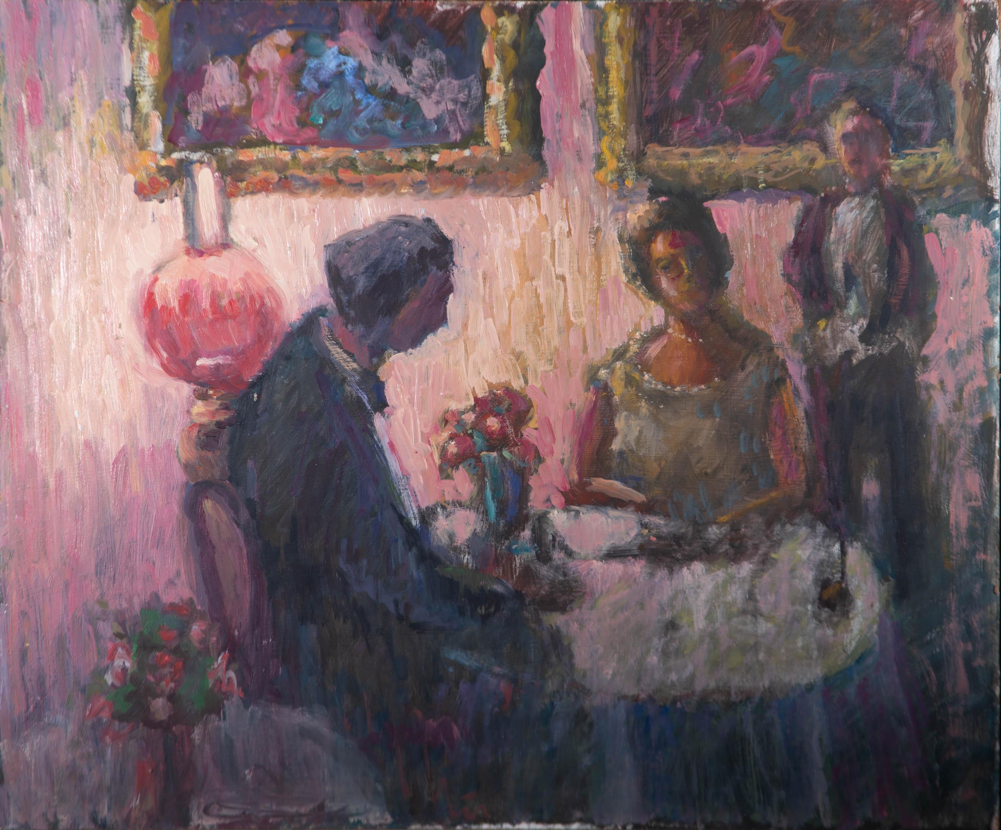 Barbara Doyle (b.1917) - 20th Century Oil, Pink Restaurant - Painting by Unknown