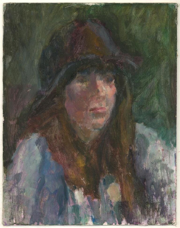 Barbara Doyle (b.1917) - Contemporary Oil, Double Sided Portrait, Young Woman - Black Portrait Painting by Unknown