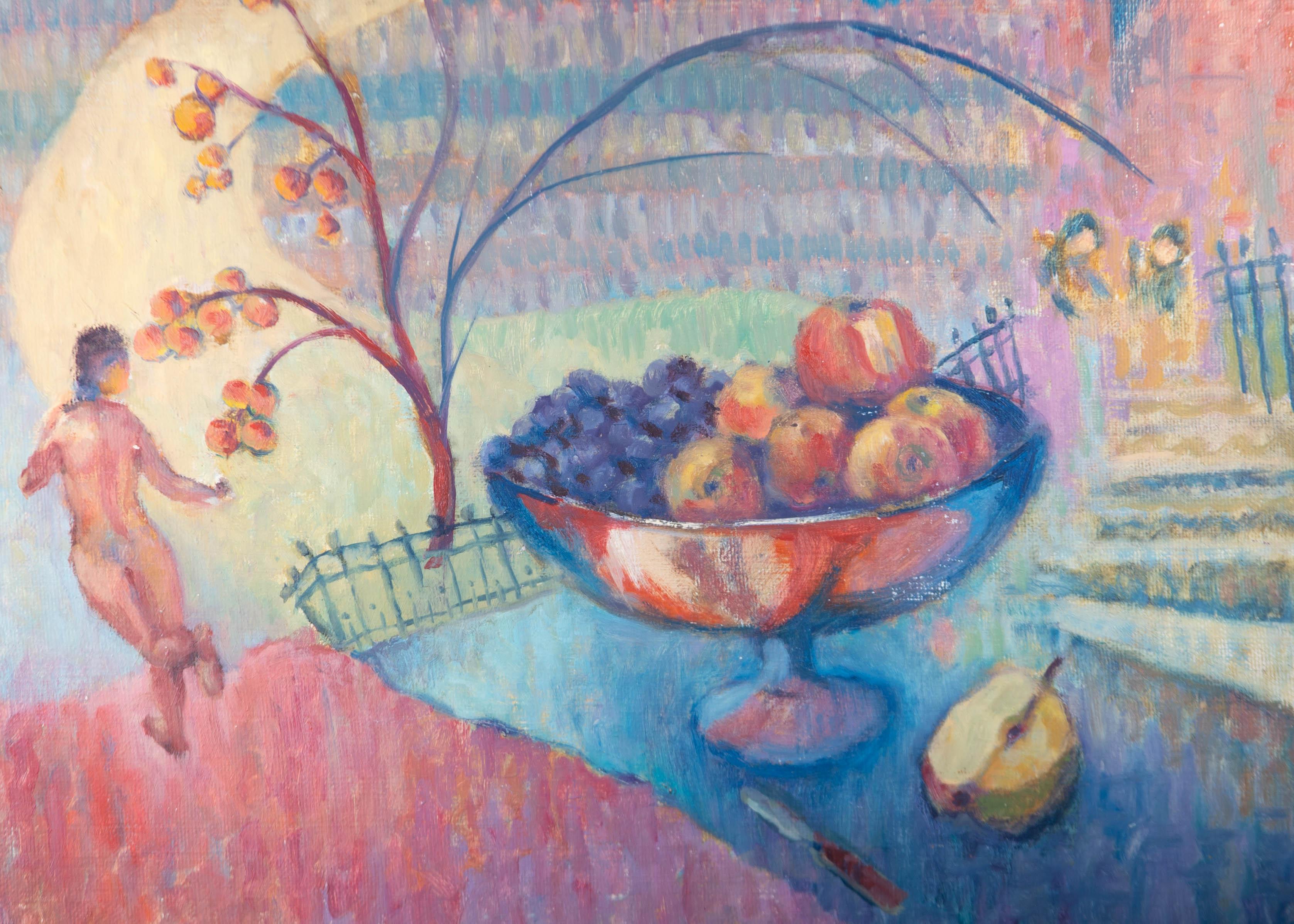 Unknown Still-Life Painting - Barbara Doyle (b.1917) - Contemporary Oil, Garden with Fruit