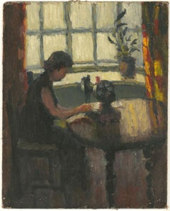Barbara Doyle (b.1917) - Contemporary Oil, Sewing In The Sun