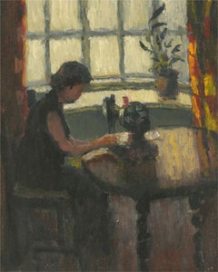 Barbara Doyle (b.1917) - Contemporary Oil, Sewing In The Sun