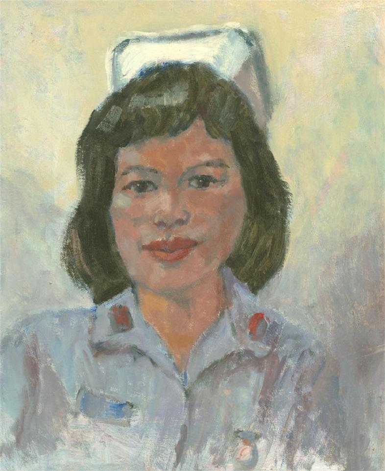 Unknown Portrait Painting - Barbara Doyle (b.1917) - Contemporary Oil, Smiling Nurse