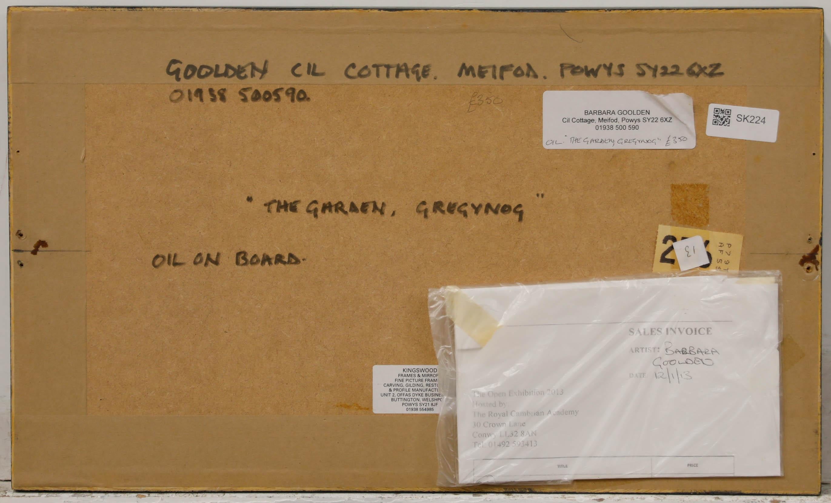 Barbara Goolden - Gerahmtes Contemporary Öl, The Garden, Gregynog (Schwarz), Landscape Painting, von Unknown