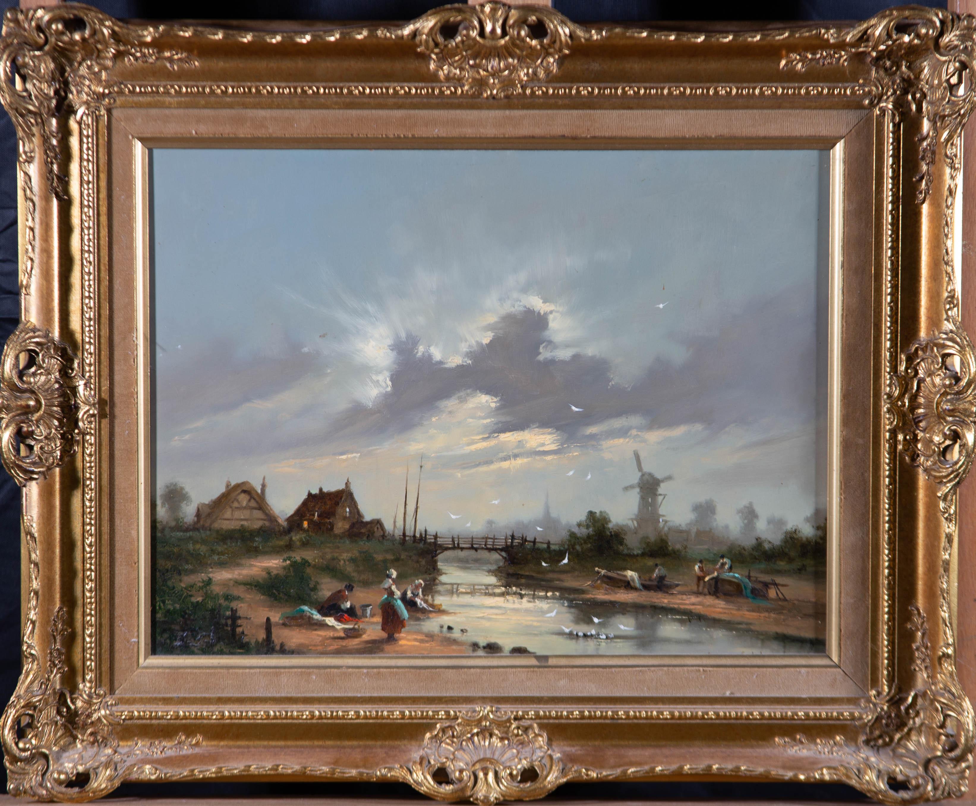 Unknown Landscape Painting - Barbara Gudrun Sibbons (b.1925) - Signed & Framed 20th Century Oil, Dutch Scene