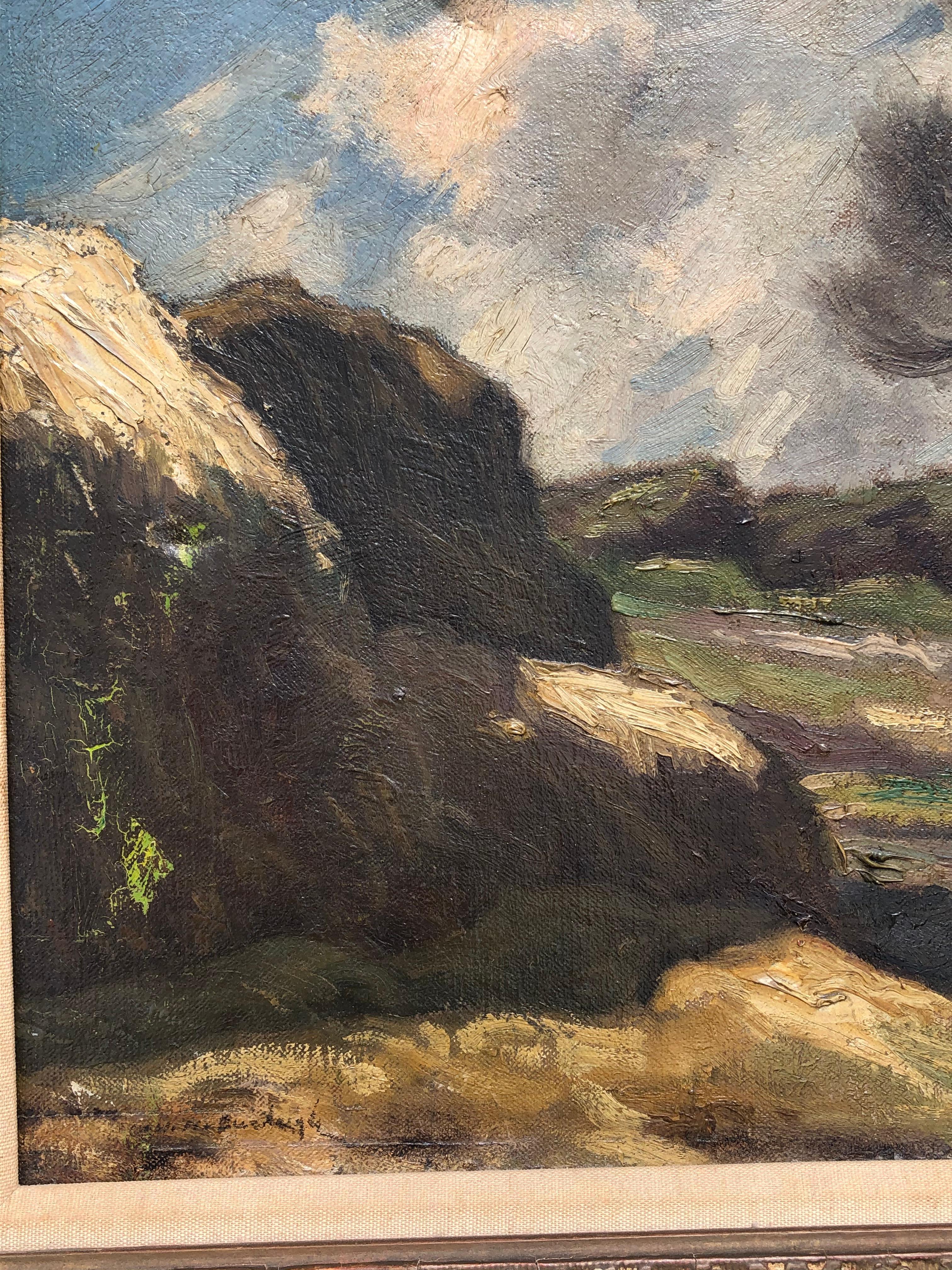 Barbizon/Impressionism School Haystack Landscape For Sale 2