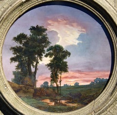 Barbizon Landscape Painting on French Porcelain Charger 19th Century by Millet