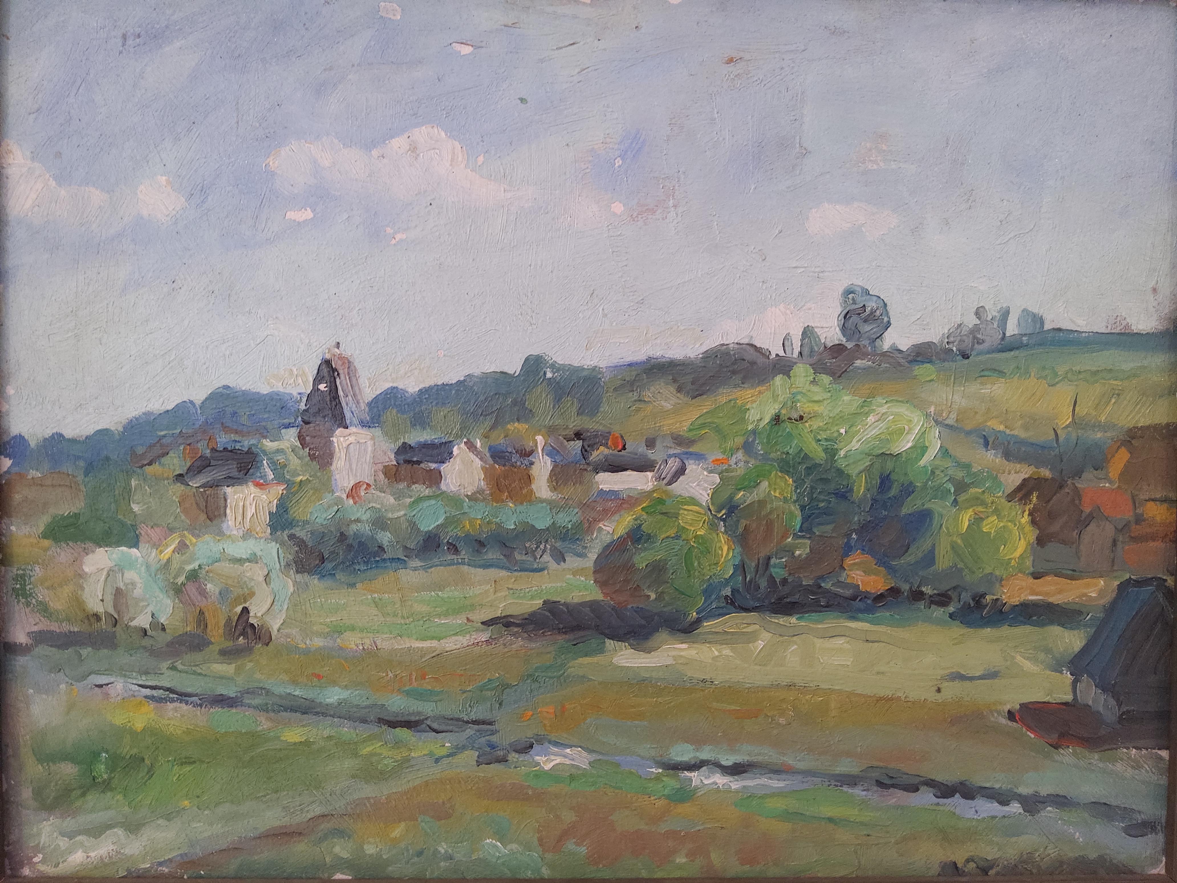 Barbizon School Landscape, Près de Bec de Mortagne. - Painting by Unknown