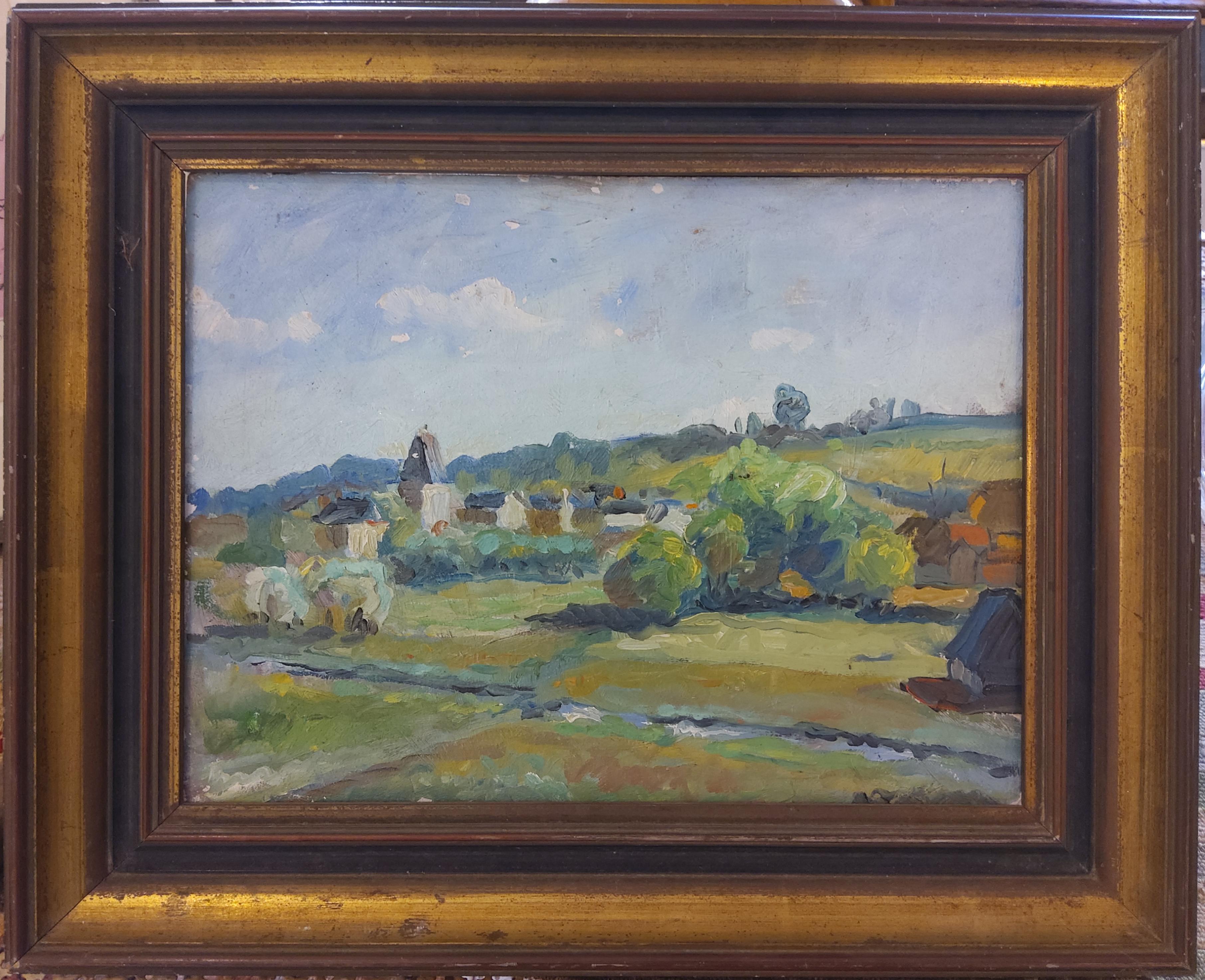 Unknown Landscape Painting - Barbizon School Landscape, Près de Bec de Mortagne.