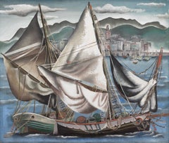 Barcos Rabelos Oporto, Portugal, Laid on Board by Hans Tisdall, 1936