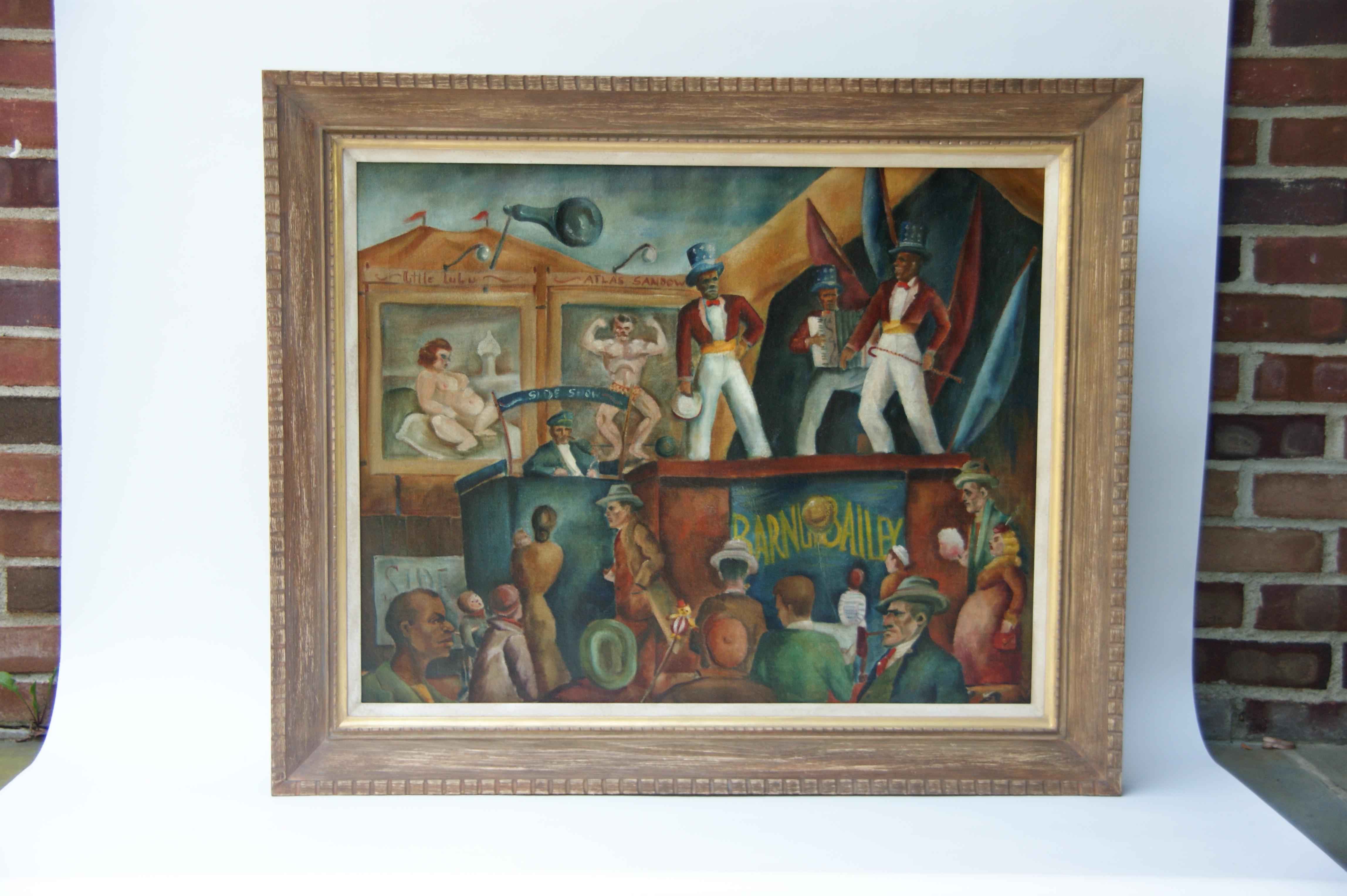 Barnum & Bailey, Ringling Bros. Circus WPA Figurative mid-century American Scene - American Realist Painting by Unknown