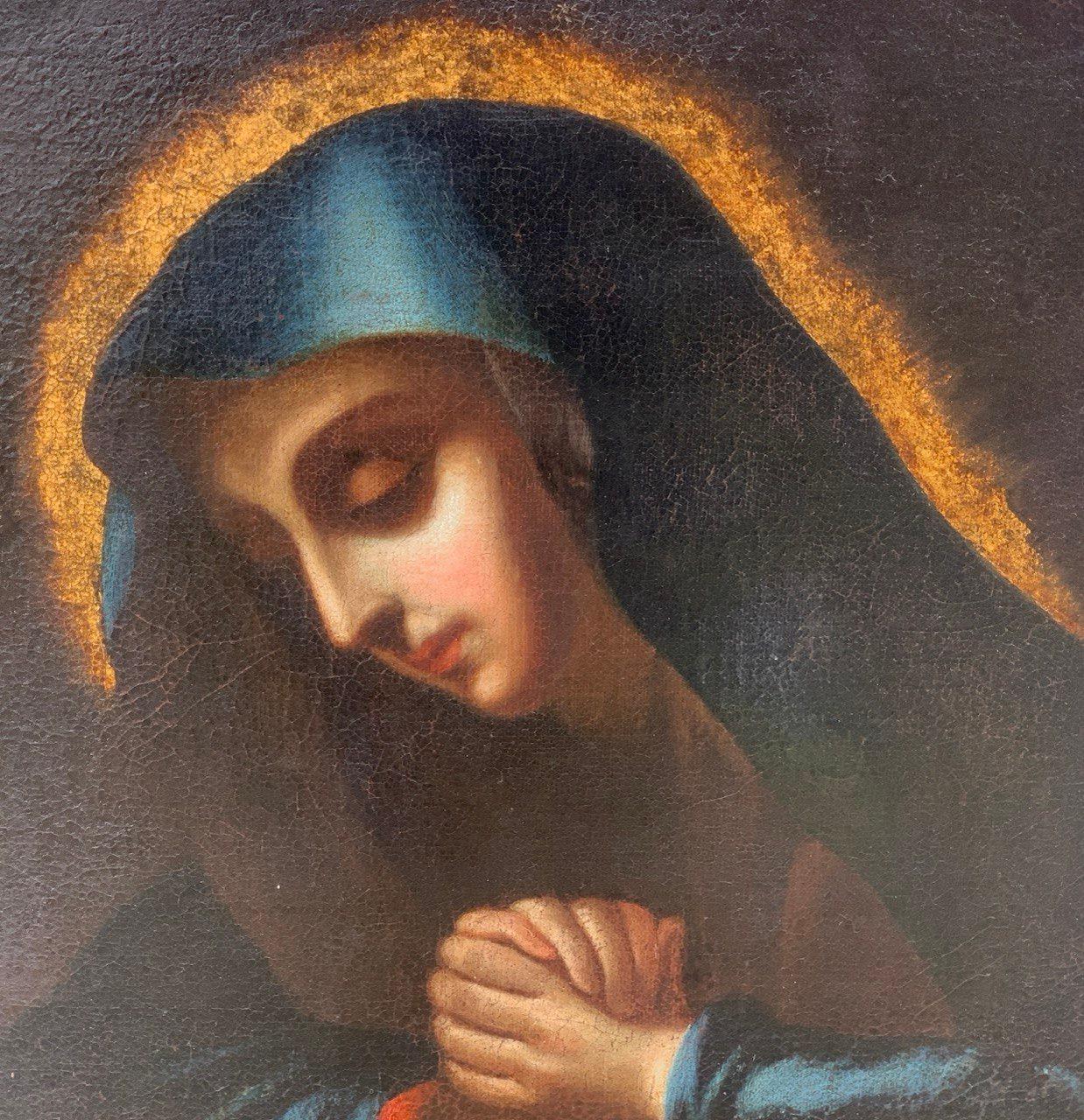 Baroque Dolci follower - 17th century figure - Virgin in prayer (Schwarz), Interior Painting, von Unknown