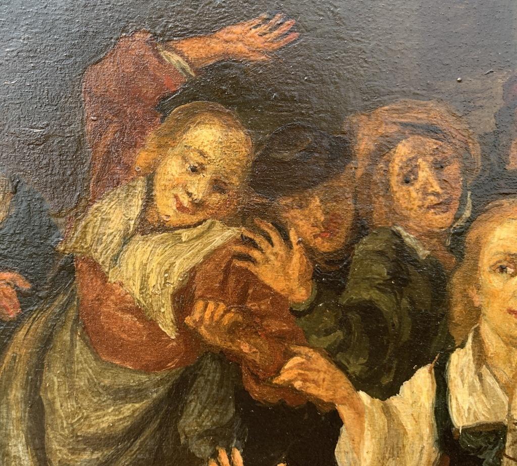 Pintor barroco holandés - Pintura de figuras de finales del siglo XVIII - Interior de posada - Óleo o en venta 7