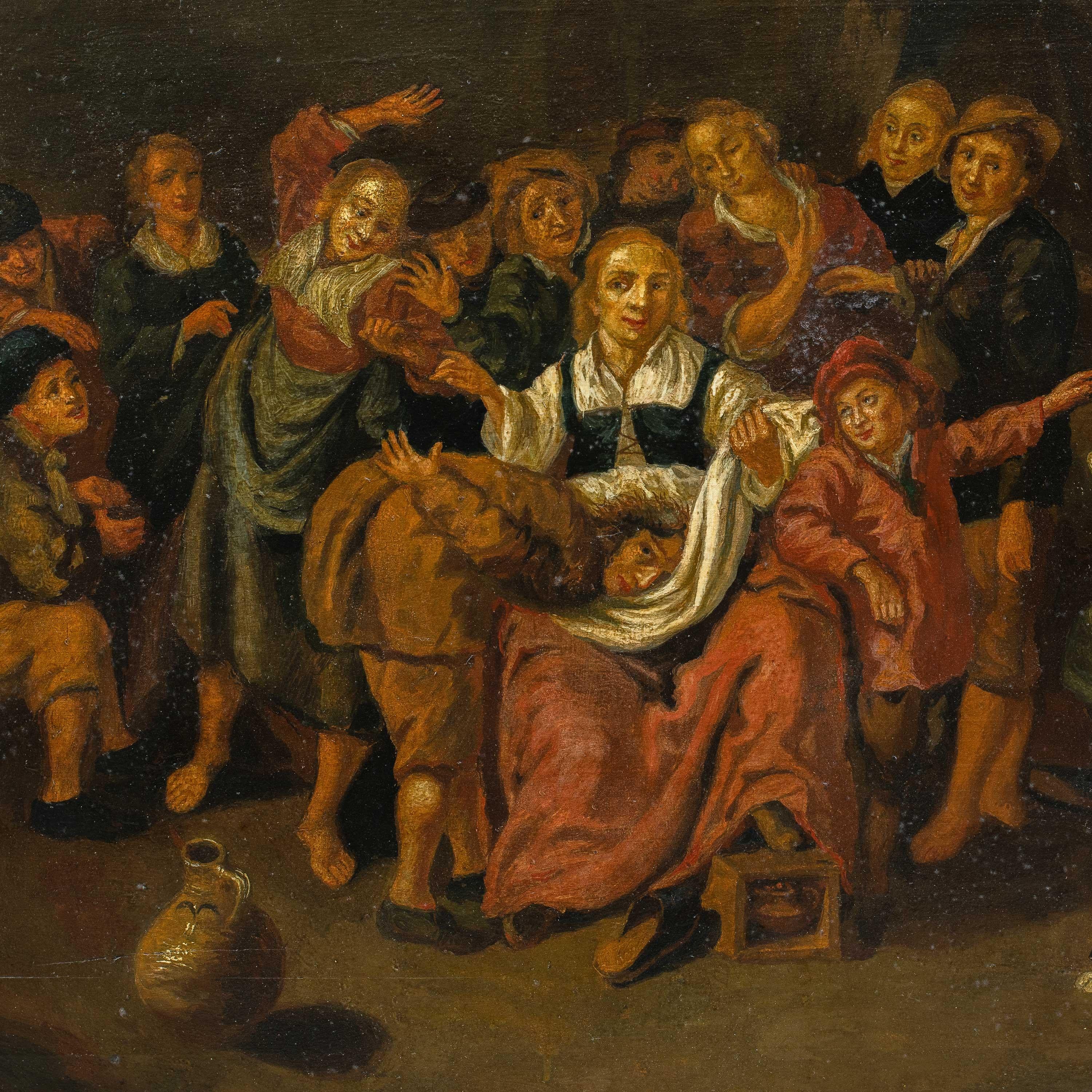 Baroque Dutch painter - Late 18th century figure painting - Inn Interior - Panel For Sale 5