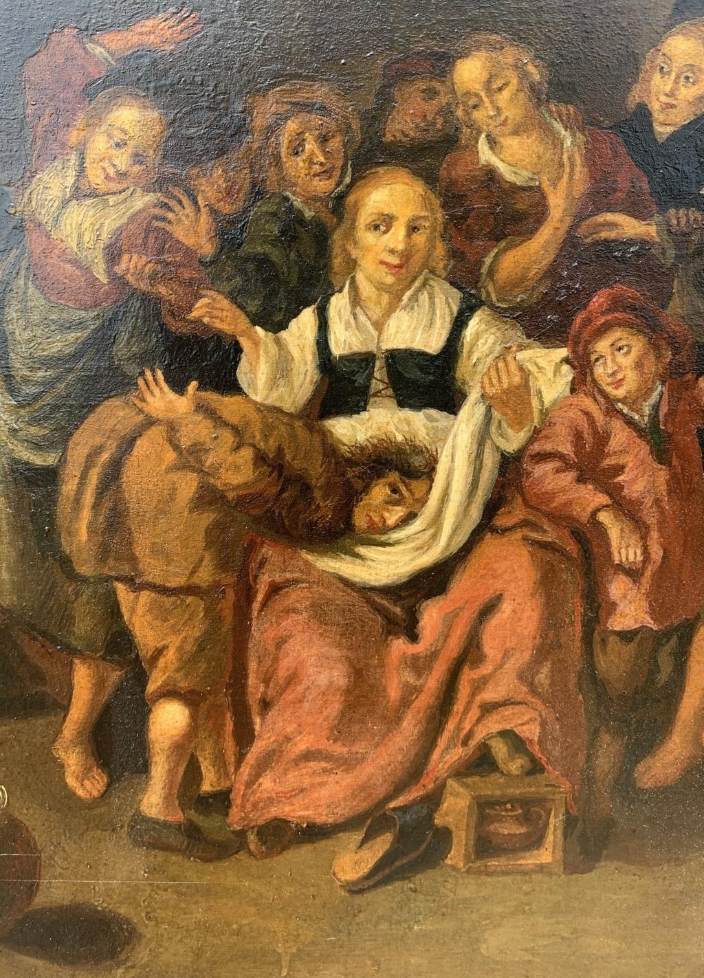 Pintor barroco holandés - Pintura de figuras de finales del siglo XVIII - Interior de posada - Óleo o en venta 2