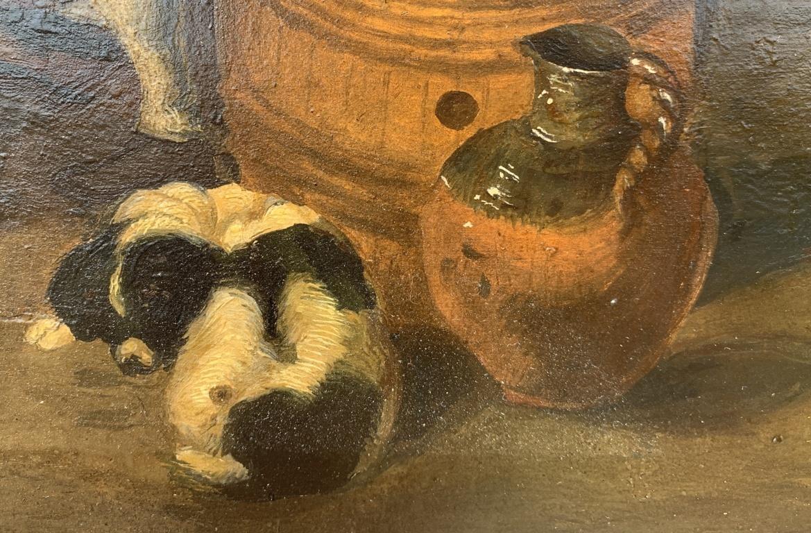 Pintor barroco holandés - Pintura de figuras de finales del siglo XVIII - Interior de posada - Óleo o en venta 4
