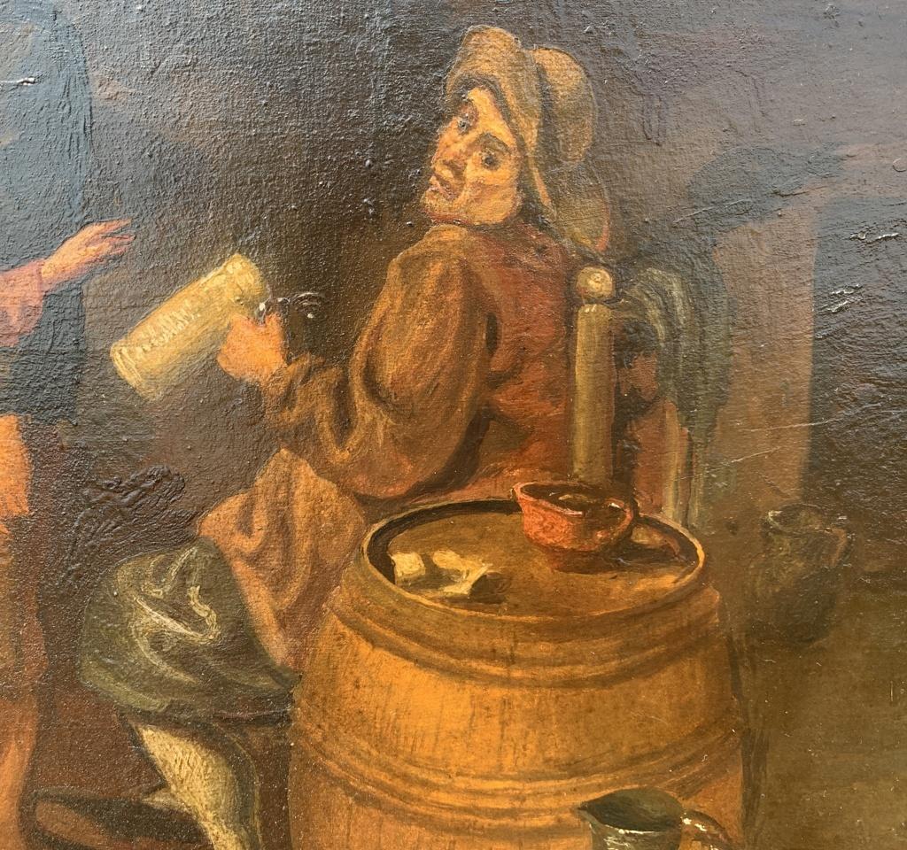 Baroque Dutch painter - Late 18th century figure painting - Inn Interior - Oil o For Sale 5