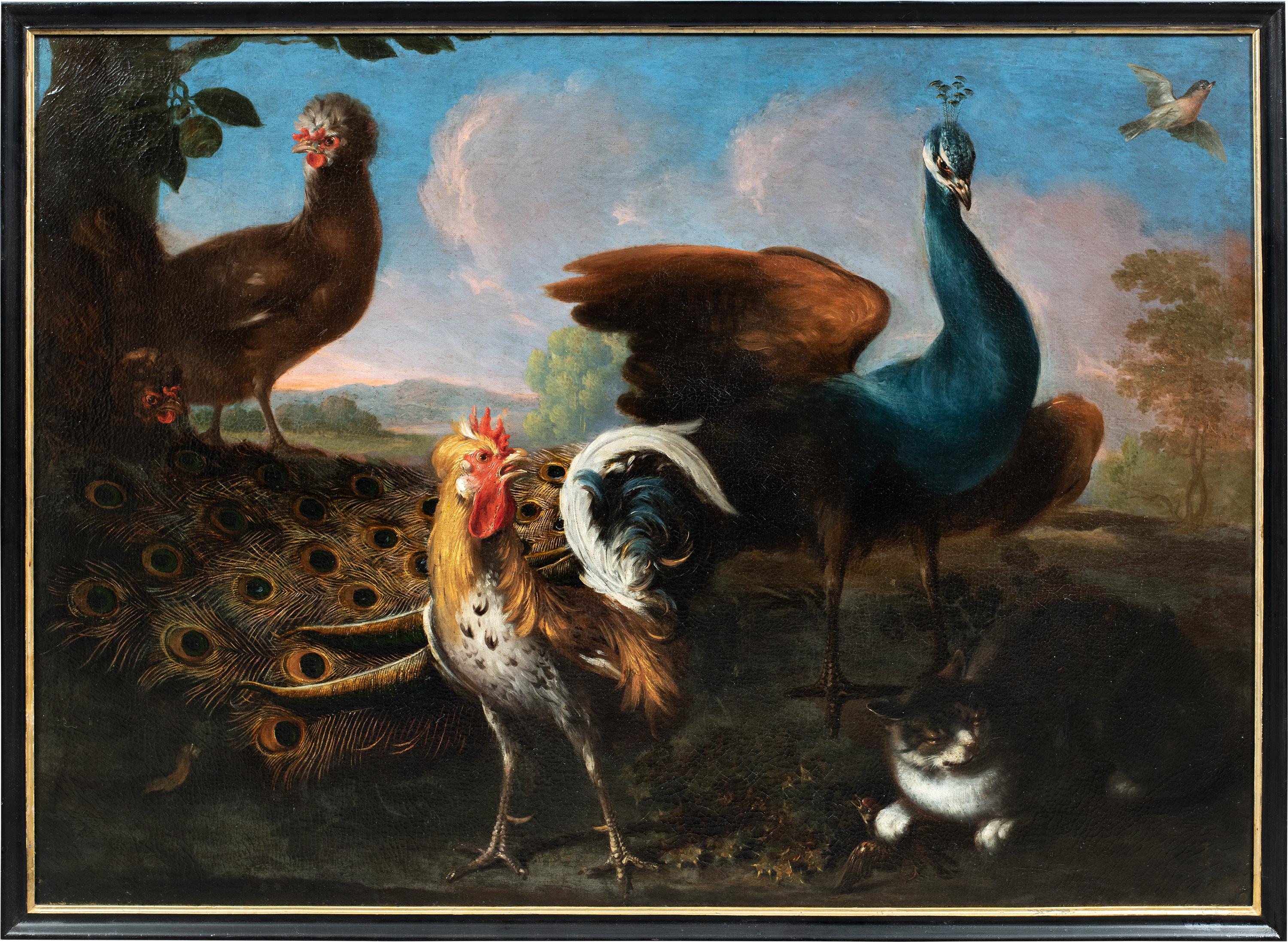 Unknown Landscape Painting - Baroque Flemish master - 17th century animal painting - Live nature turkey ducks