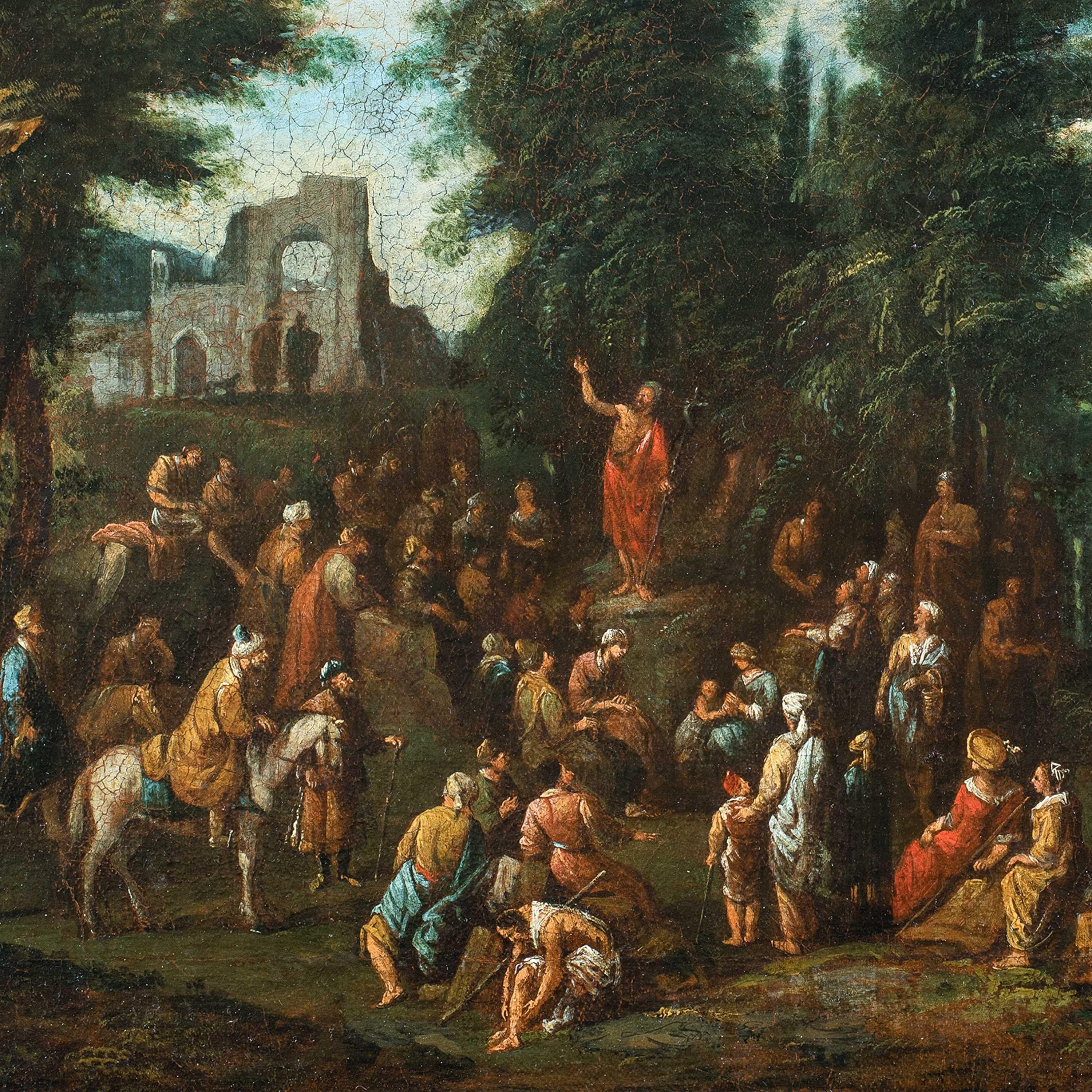 Maestro fiammingo barocco - Paesaggio del 17° secolo - Sermone di St. Johns - Painting di Unknown