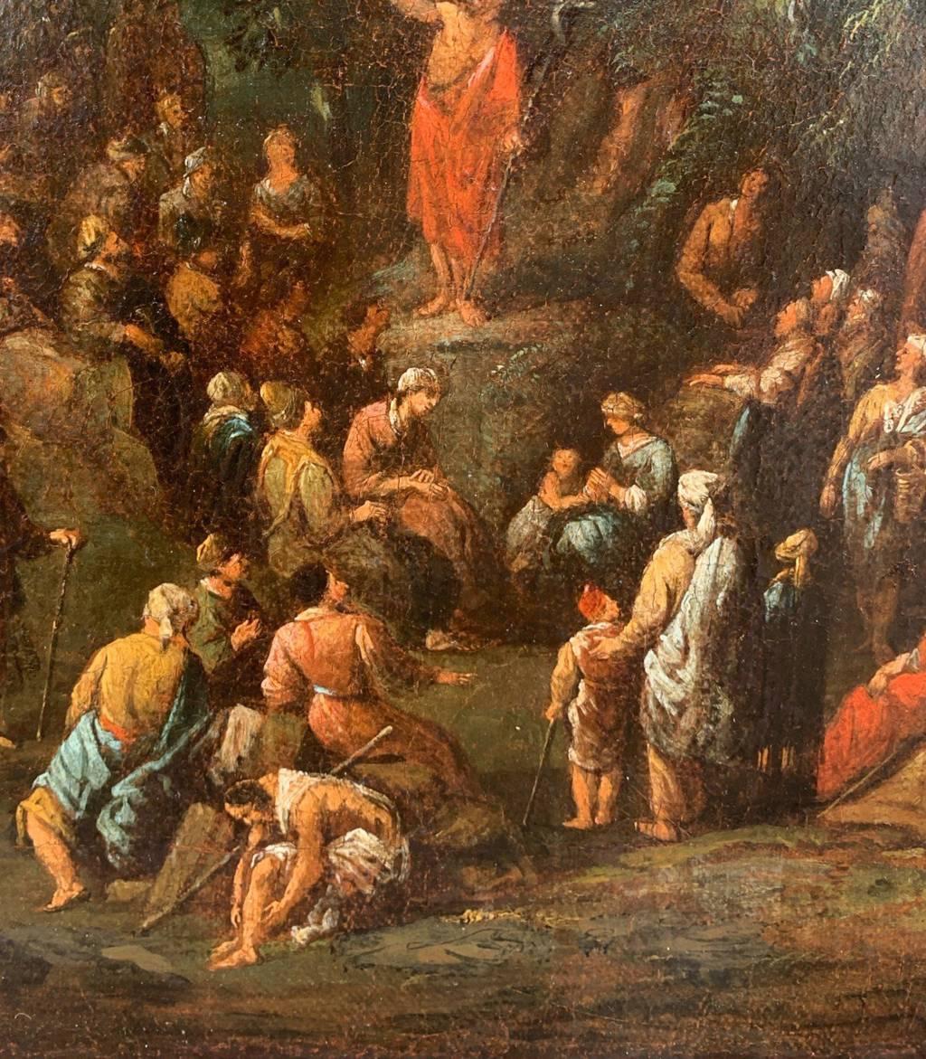 Maestro fiammingo barocco - Paesaggio del 17° secolo - Sermone di St. Johns - Landscape Painting Nero di Unknown