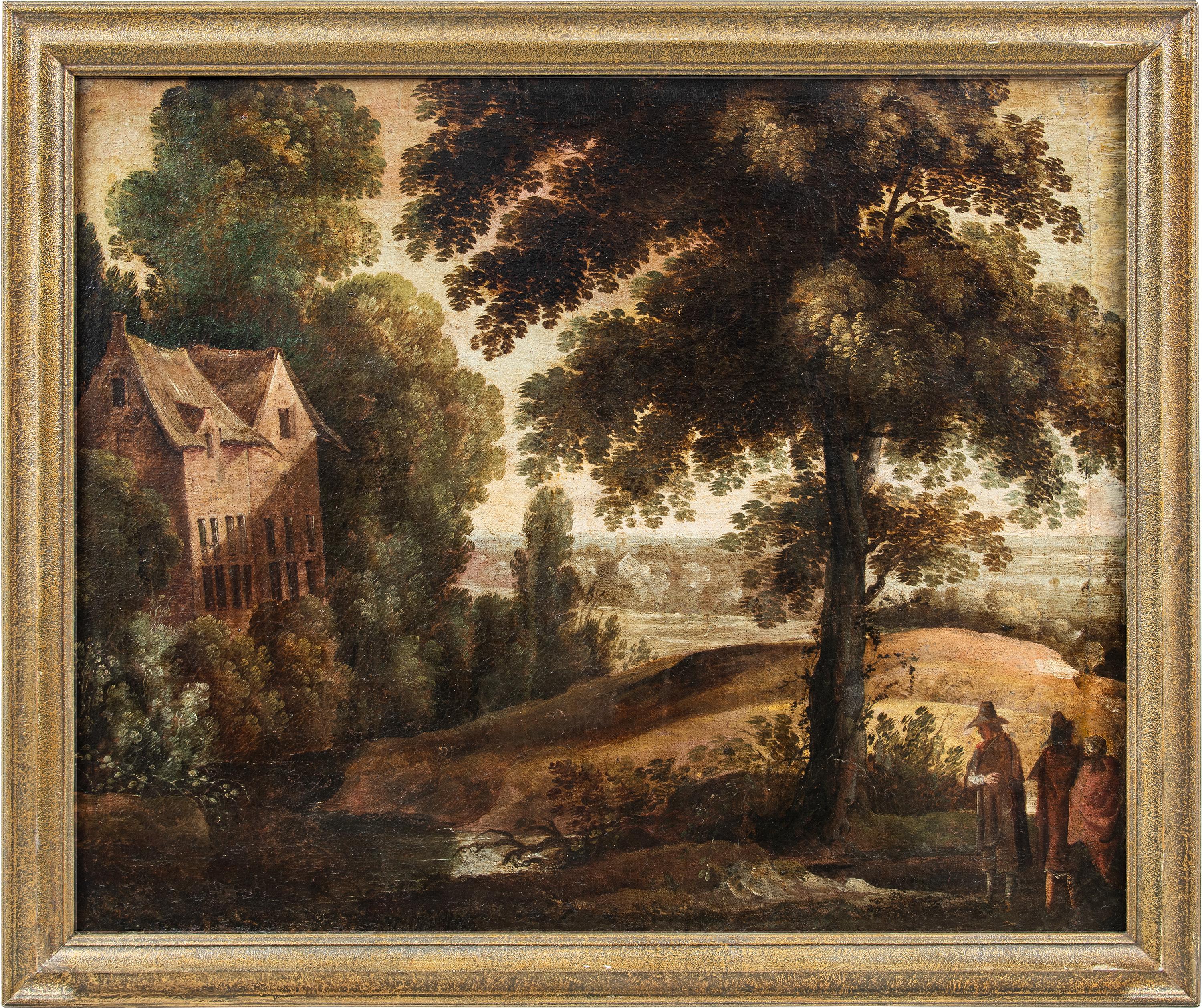 Landscape Painting Unknown - Peintre flamand baroque - peinture de paysage du 17e siècle - Paul Bril