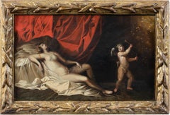 Baroque Italian master - 17th century figure painting - Danae cupid - Oil panel