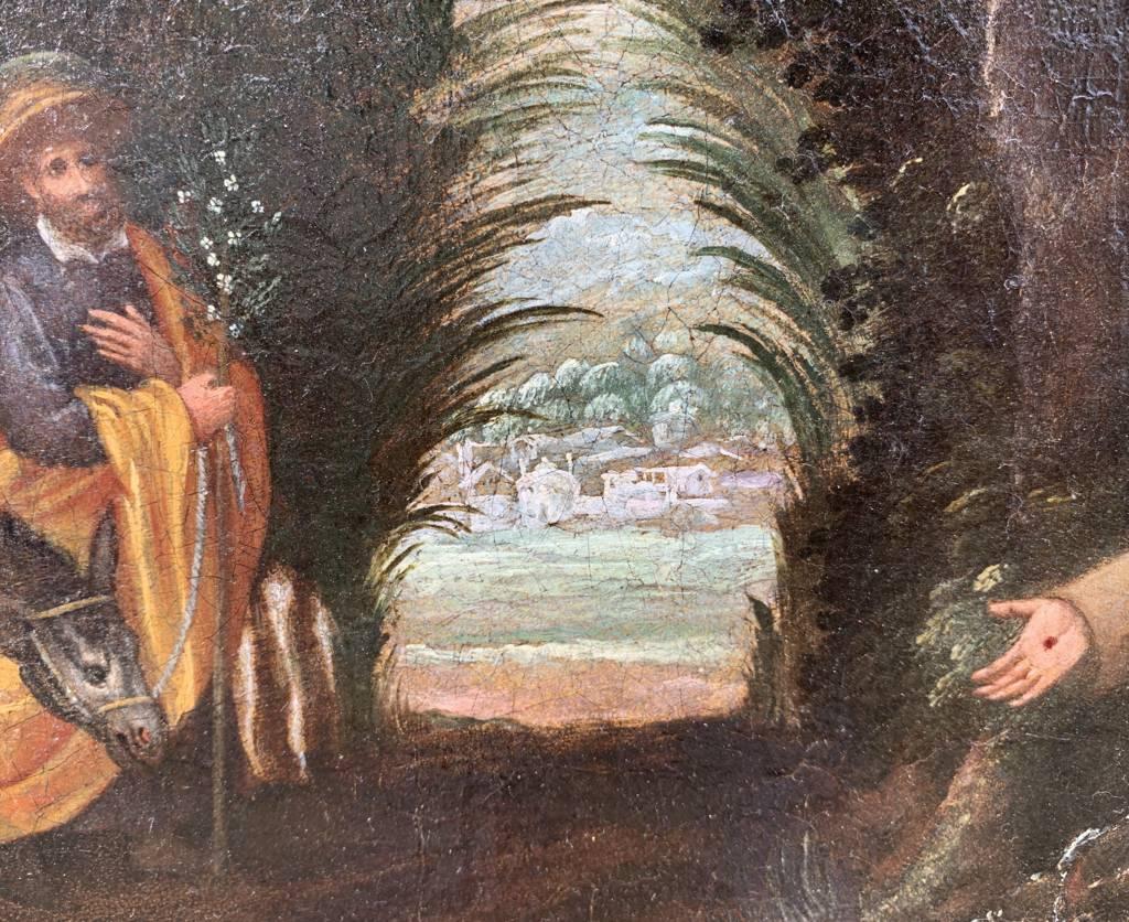 Maestro barroco italiano - Pintura de figuras del siglo XVII - La huida a Egipto en venta 7