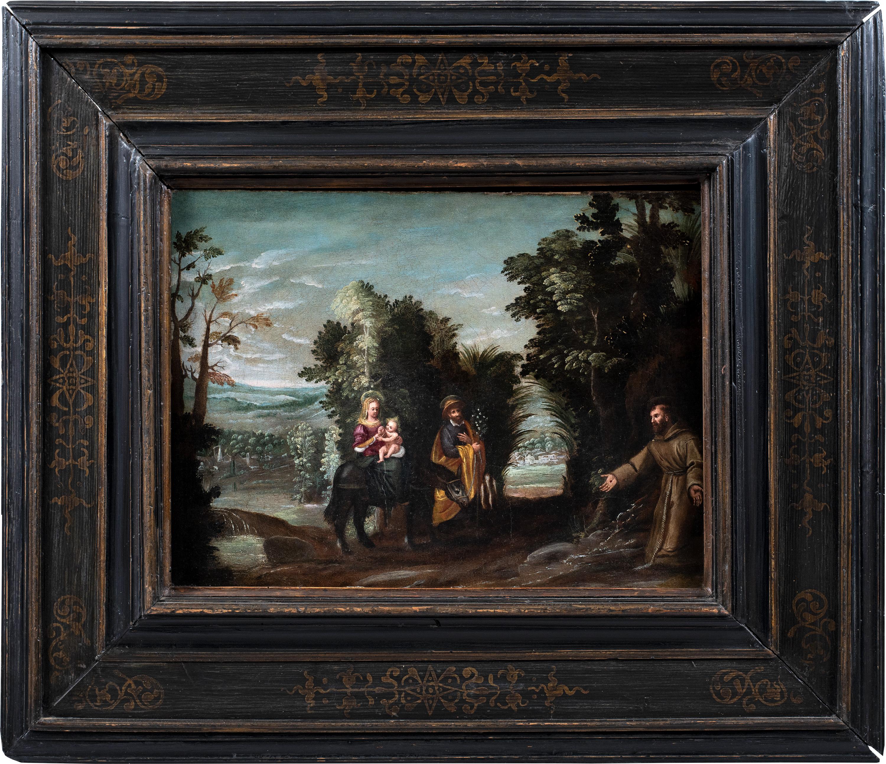Maestro italiano barocco - Pittura di figura del XVII secolo - La fuga in Egitto