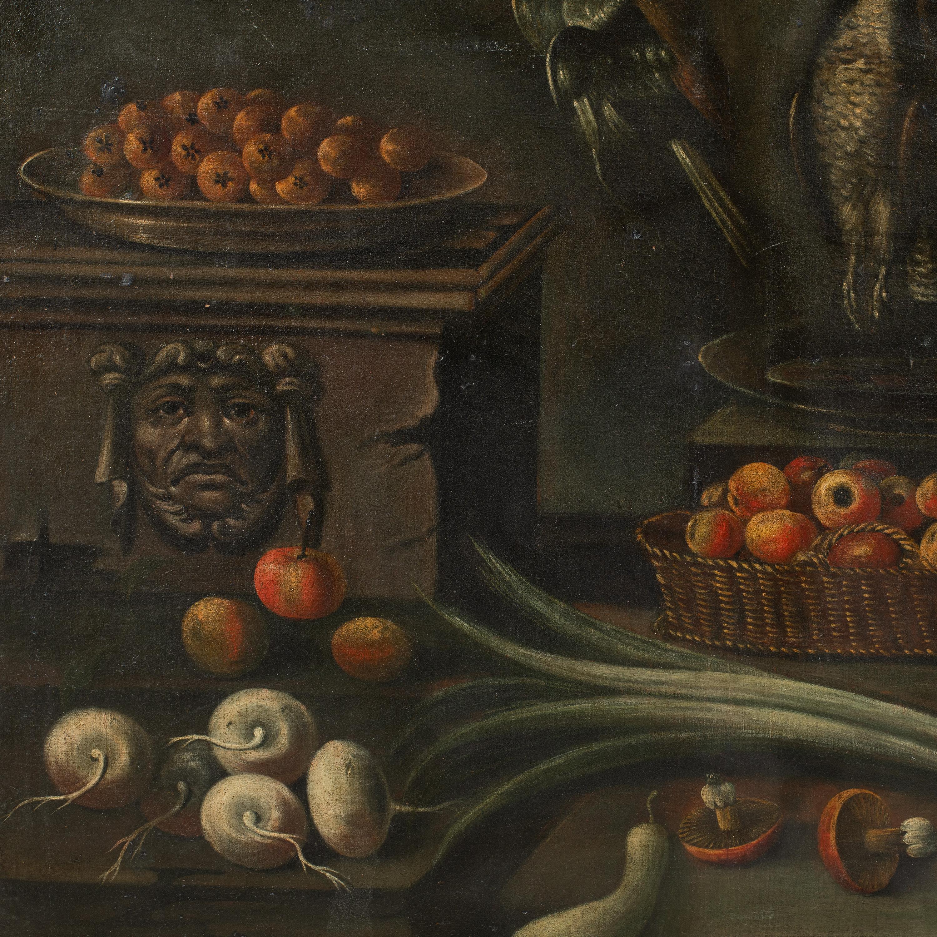Maestro barroco italiano - Pintura de principios del siglo XVII - Bodegón Interior - Painting de Unknown