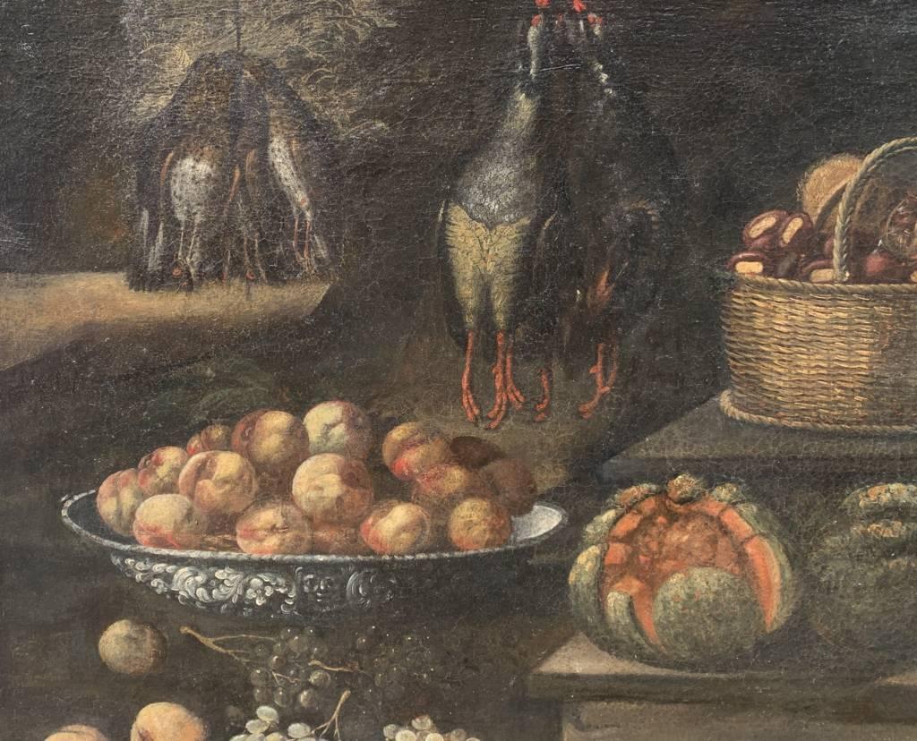 Maestro barroco italiano - Pintura de principios del siglo XVII - Bodegón Interior - Still-Life Painting Negro de Unknown
