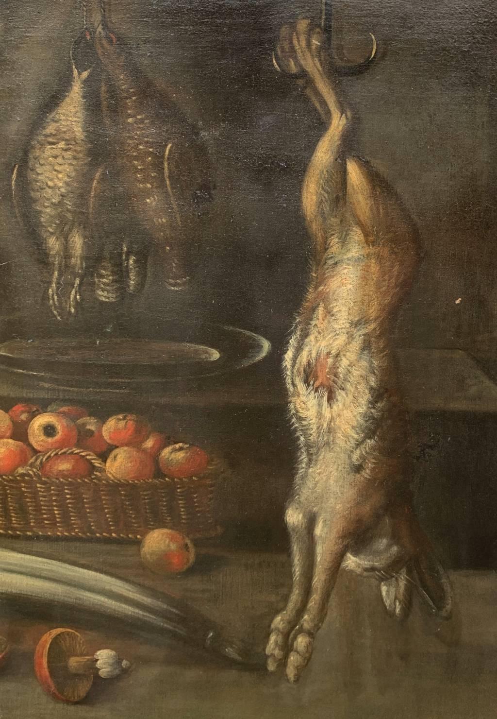 Maestro barroco italiano - Pintura de principios del siglo XVII - Bodegón Interior 1
