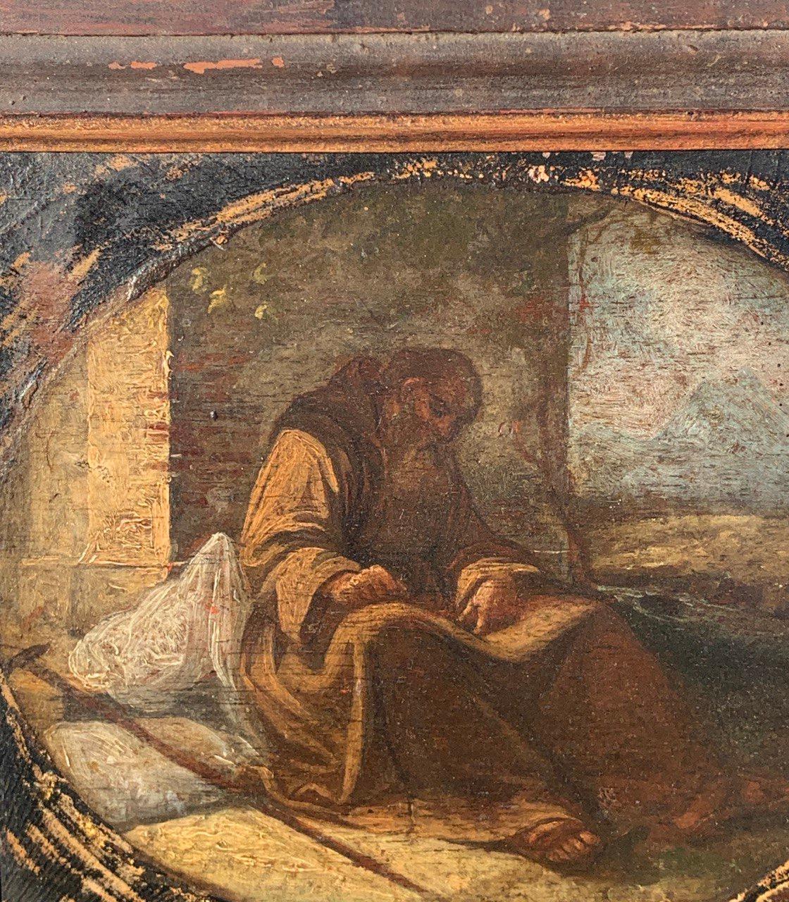 Italienischer Barockmaler - 17T18. Jahrhundert Figurenmalerei - Franziskanermönch in im Angebot 1