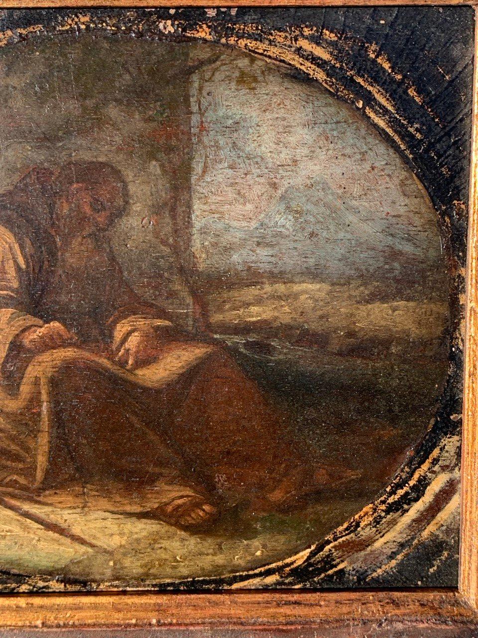 Italienischer Barockmaler - 17T18. Jahrhundert Figurenmalerei - Franziskanermönch in im Angebot 2