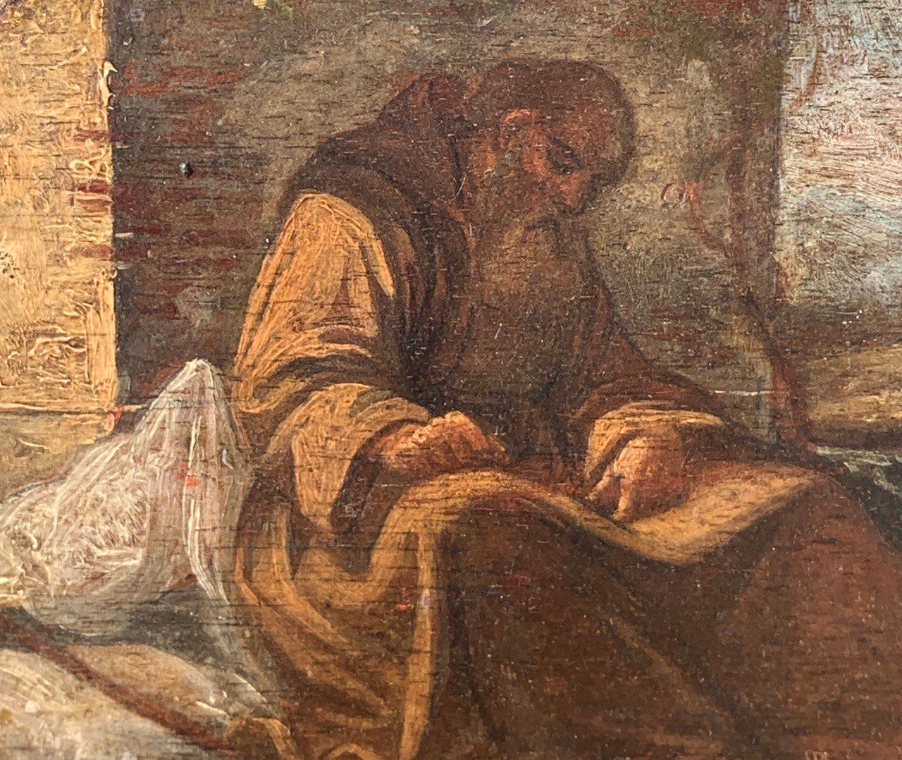 Italienischer Barockmaler - 17T18. Jahrhundert Figurenmalerei - Franziskanermönch in im Angebot 3