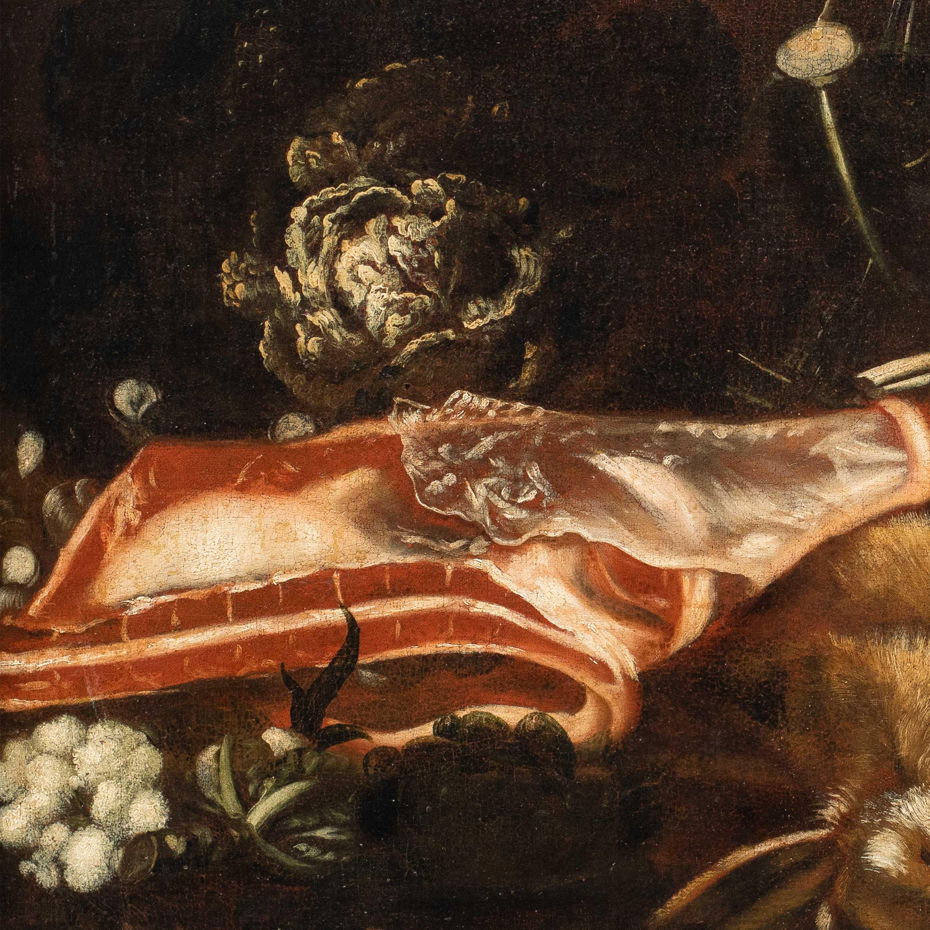 Pittore italiano barocco - Natura morta del 17/18° secolo - Carne e selvaggina - Painting Barocco di Unknown