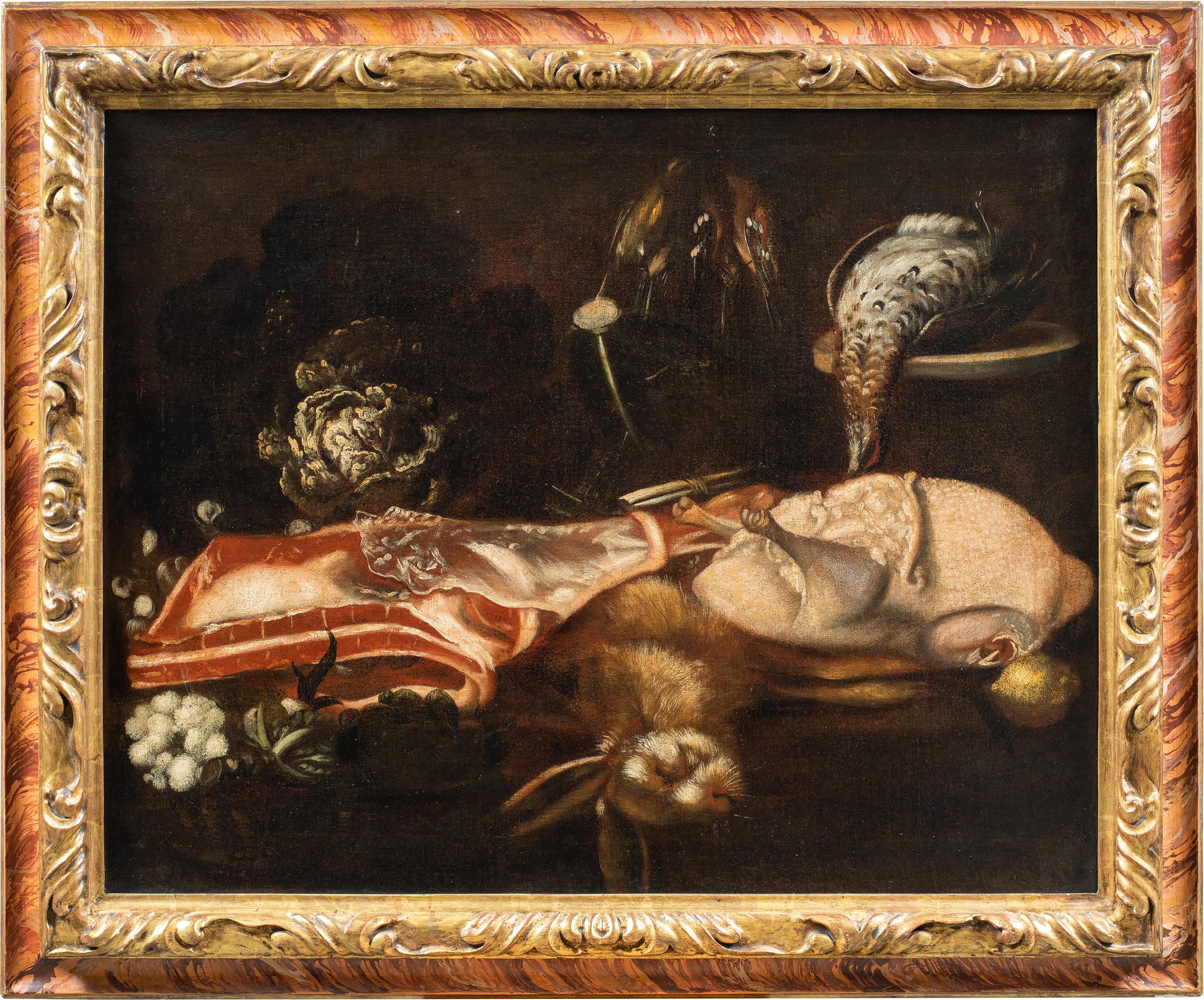Pintor barroco italiano - Pintura de bodegones del siglo XVII-XVIII - Carne y caza