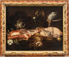 Baroque Italian painter - 17/18th century still life painting - Meat and game